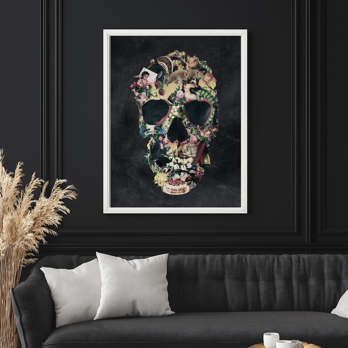 Vintage-Inspired Skull Collage Art - Unique Skull Gift As Canvas & Poster Art Print