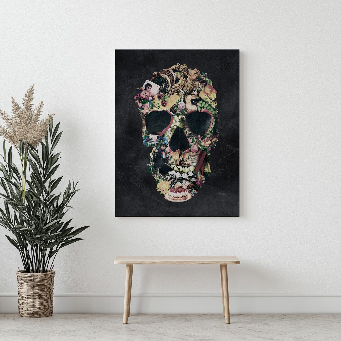 Vintage-Inspired Skull Collage Art - Unique Skull Gift As Canvas & Poster Art Print