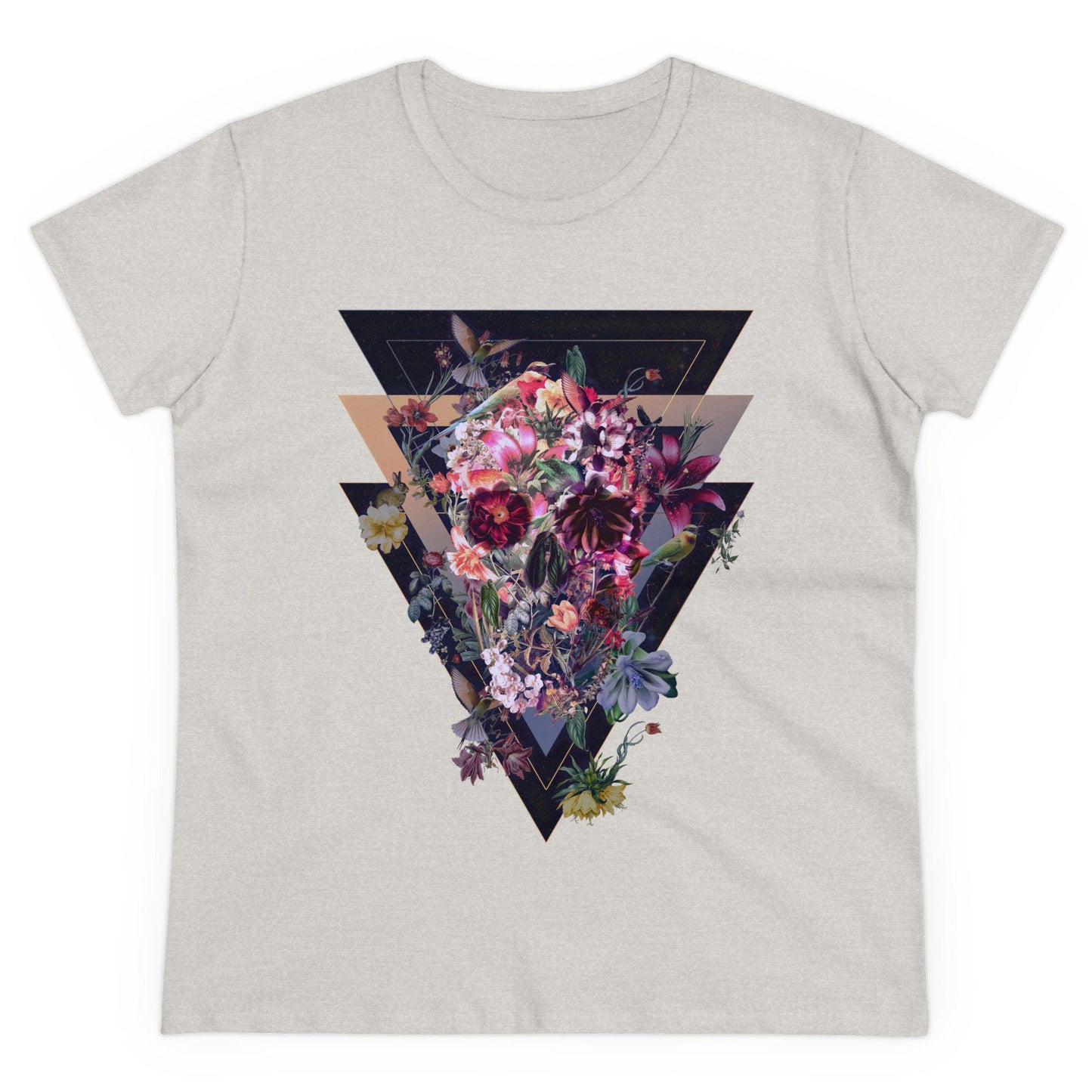Flower Skull Womens Tee, Cool Graphic T-Shirt, Unique Gift For Her, Boho Chic Style Clothing, Halloween Fashion