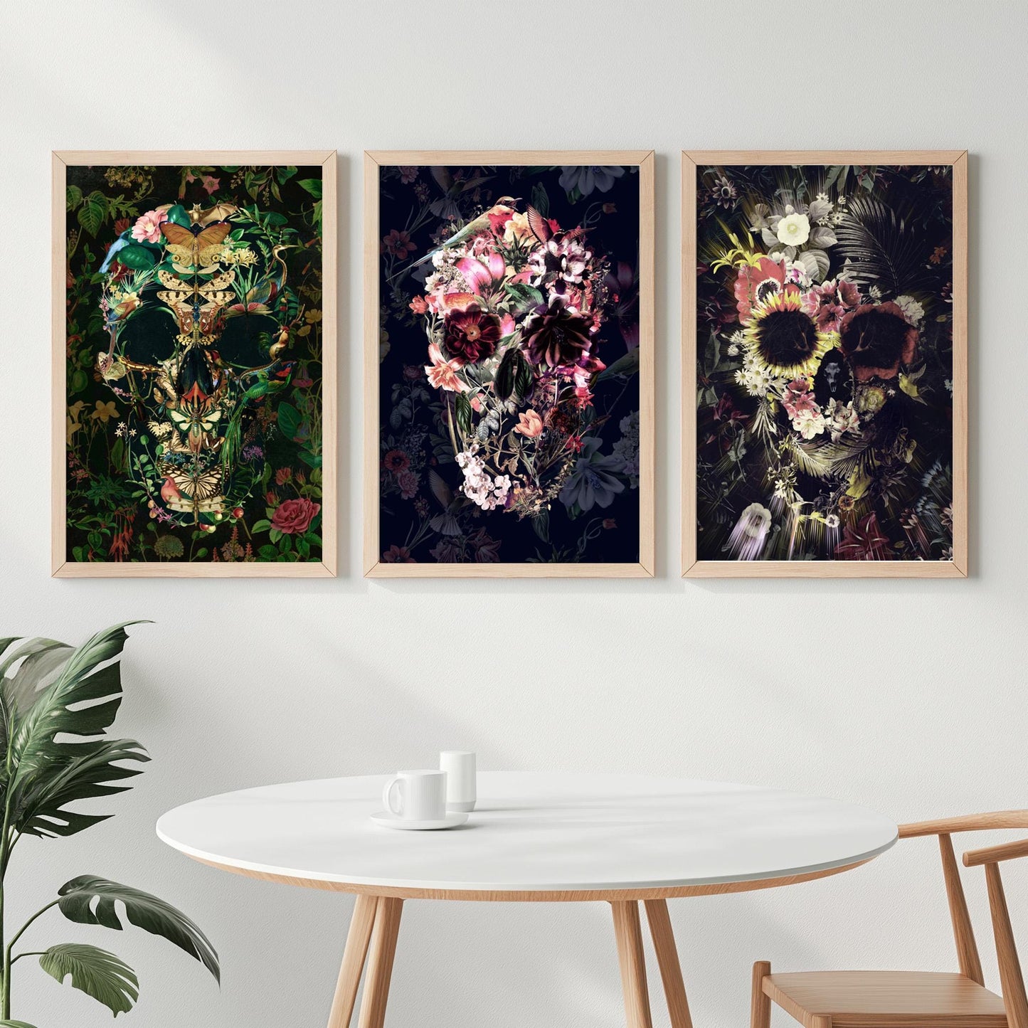 Floral Art Set, Boho Skull Set Of 3 | Canvas, Paper & Framed Gift Set Options