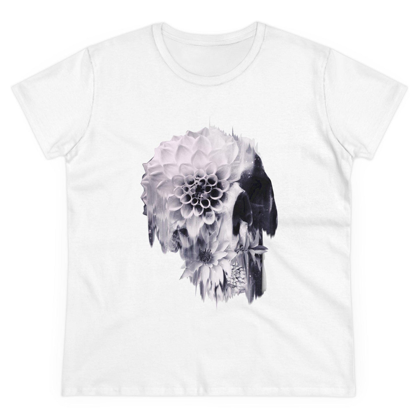 Boho Skull Graphic Tee, Edgy Womens T-Shirt, Unique Skull Gift, Black And White Skull Gift For Her