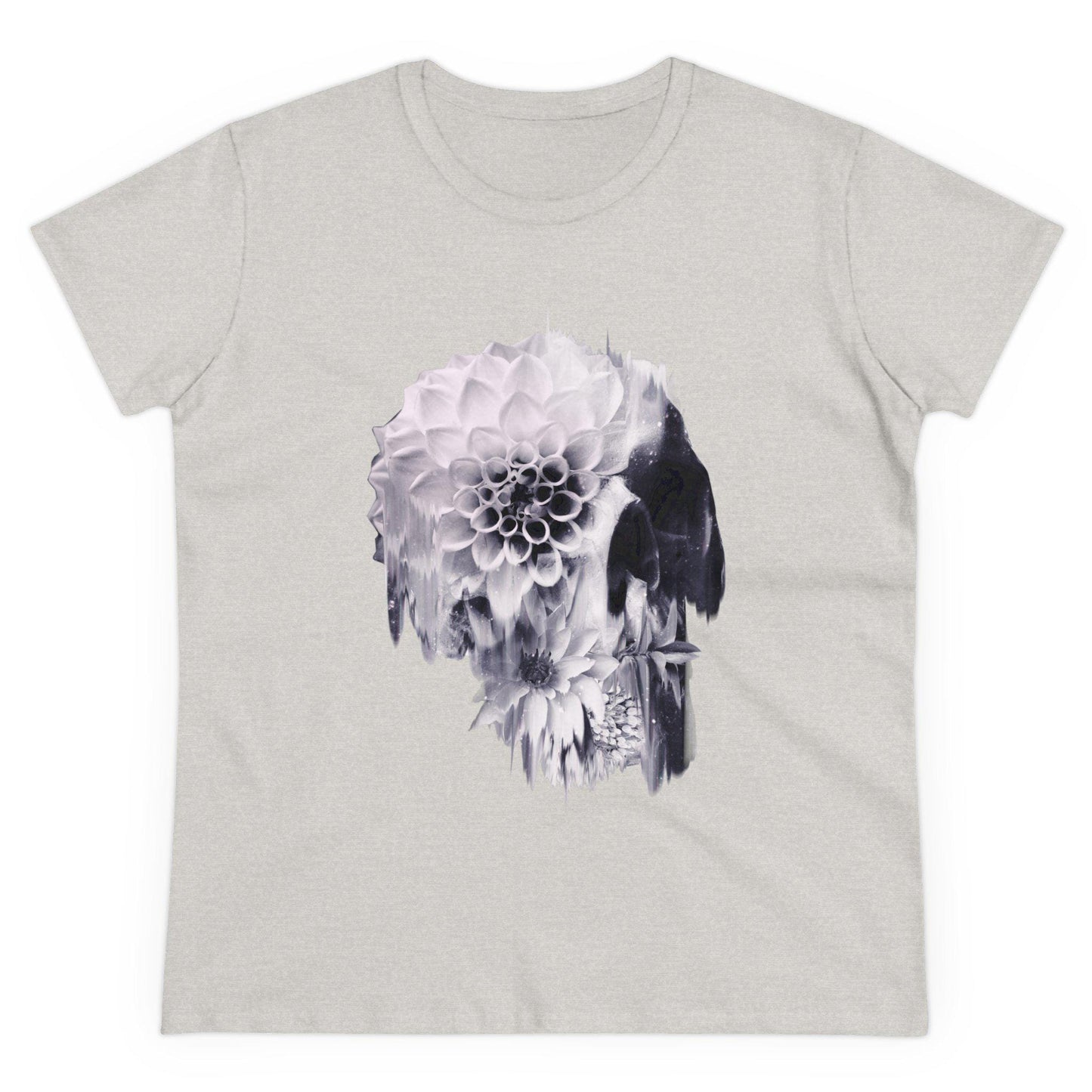 Boho Skull Graphic Tee, Edgy Womens T-Shirt, Unique Skull Gift, Black And White Skull Gift For Her