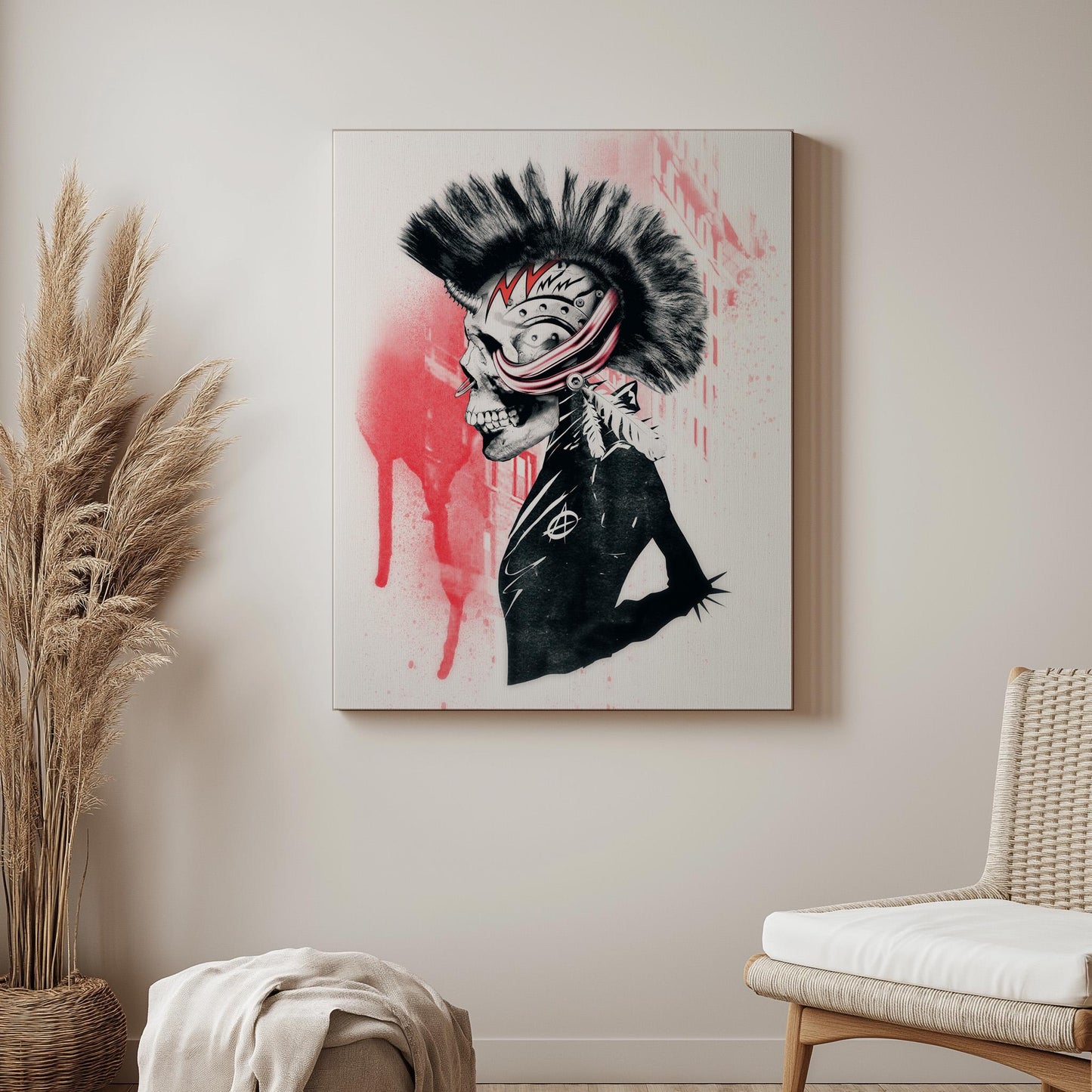 Punk Skull Art Print - Edgy Canvas & Poster for Alternative Decor