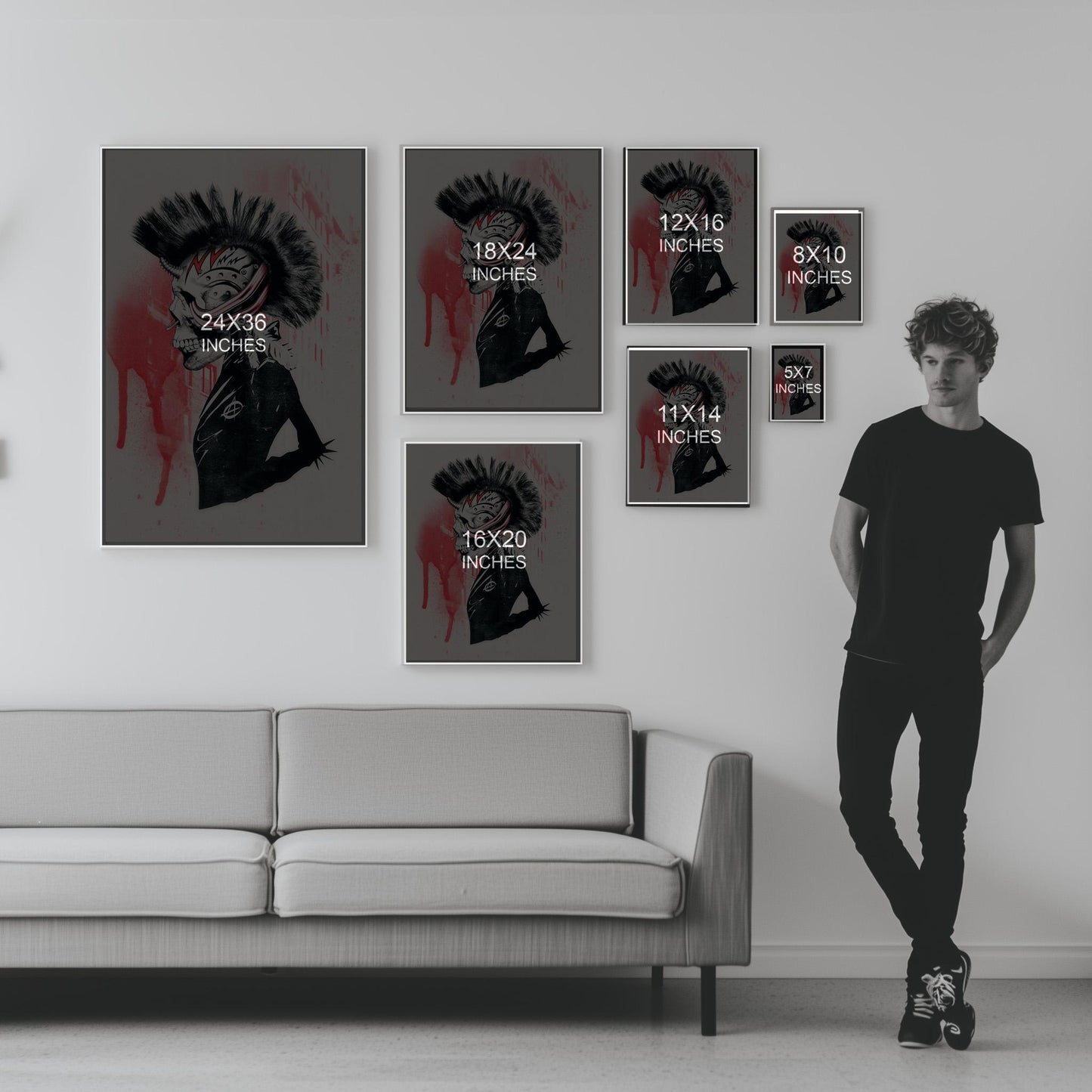 Punk Skull Art Print - Edgy Canvas & Poster for Alternative Decor