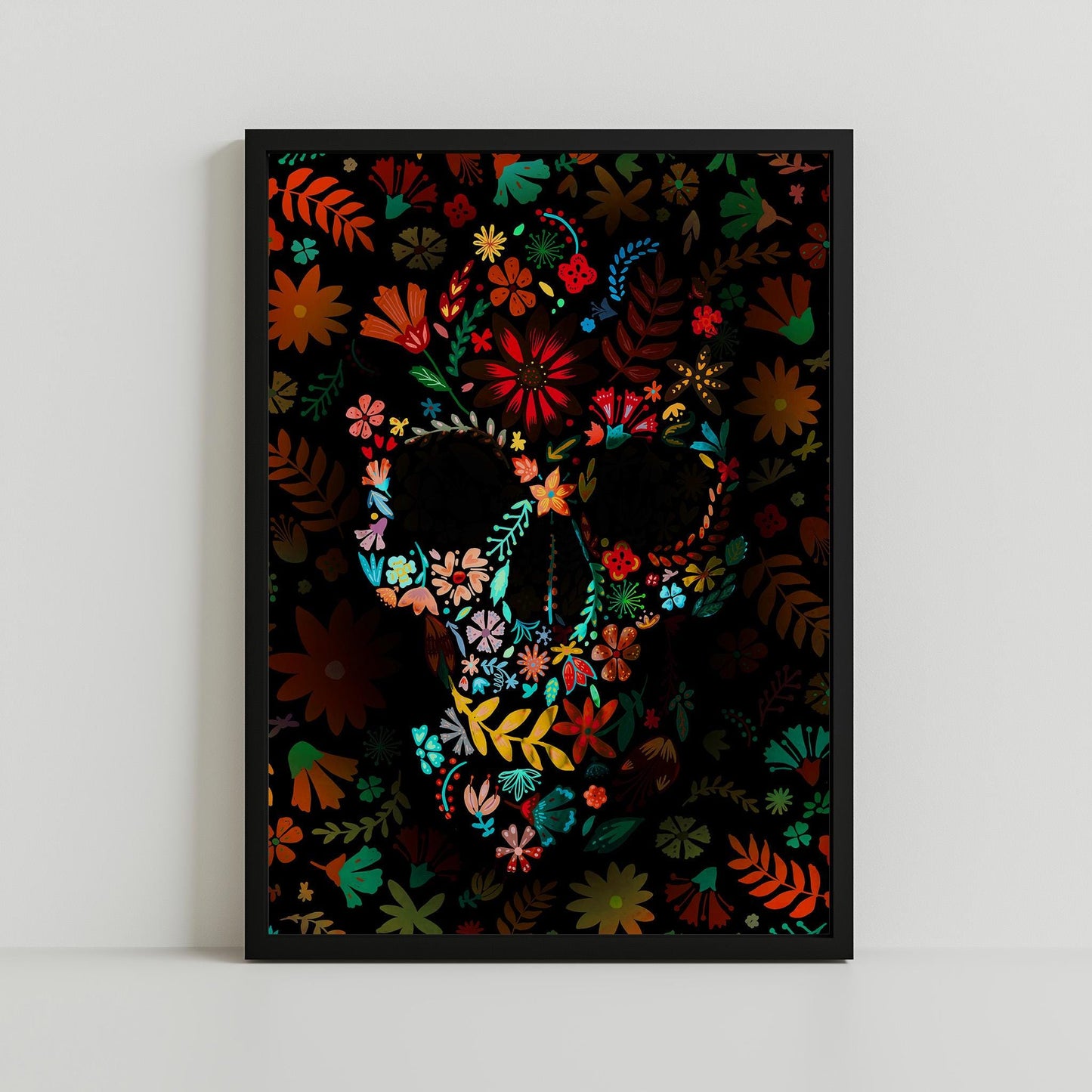 Botanical Skull Illusion Art Print - Unique Floral Composition