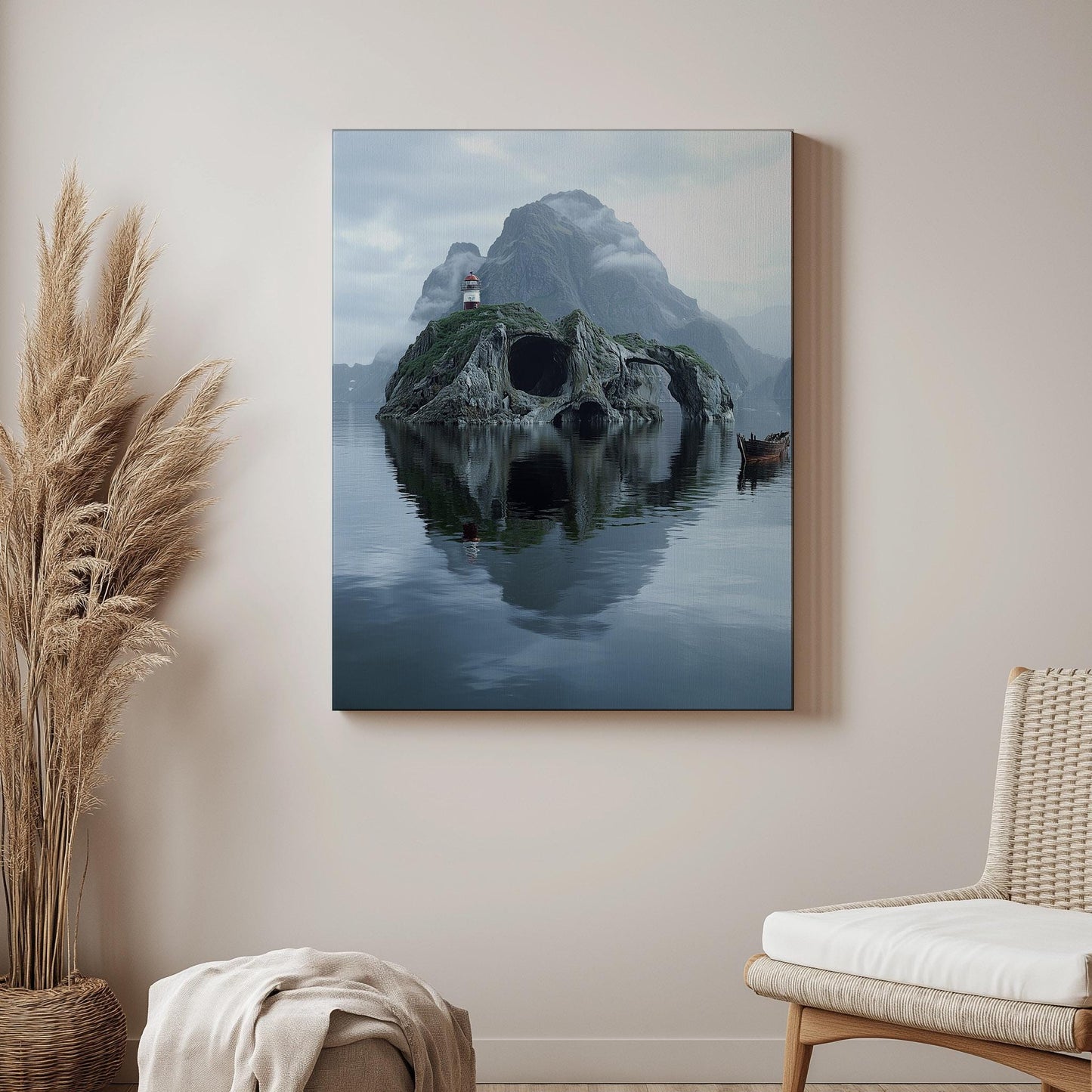 Island Skull Print - Tropical Gothic Wall Art - Surreal Skull Decor - Canvas & Framed Poster - Unique Skull Gift - Beach Skull Art