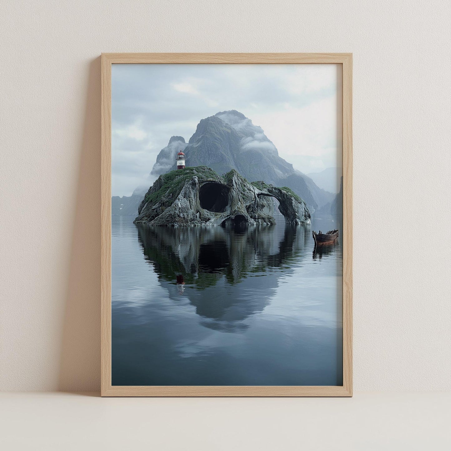 Island Skull Print - Tropical Gothic Wall Art - Surreal Skull Decor - Canvas & Framed Poster - Unique Skull Gift - Beach Skull Art