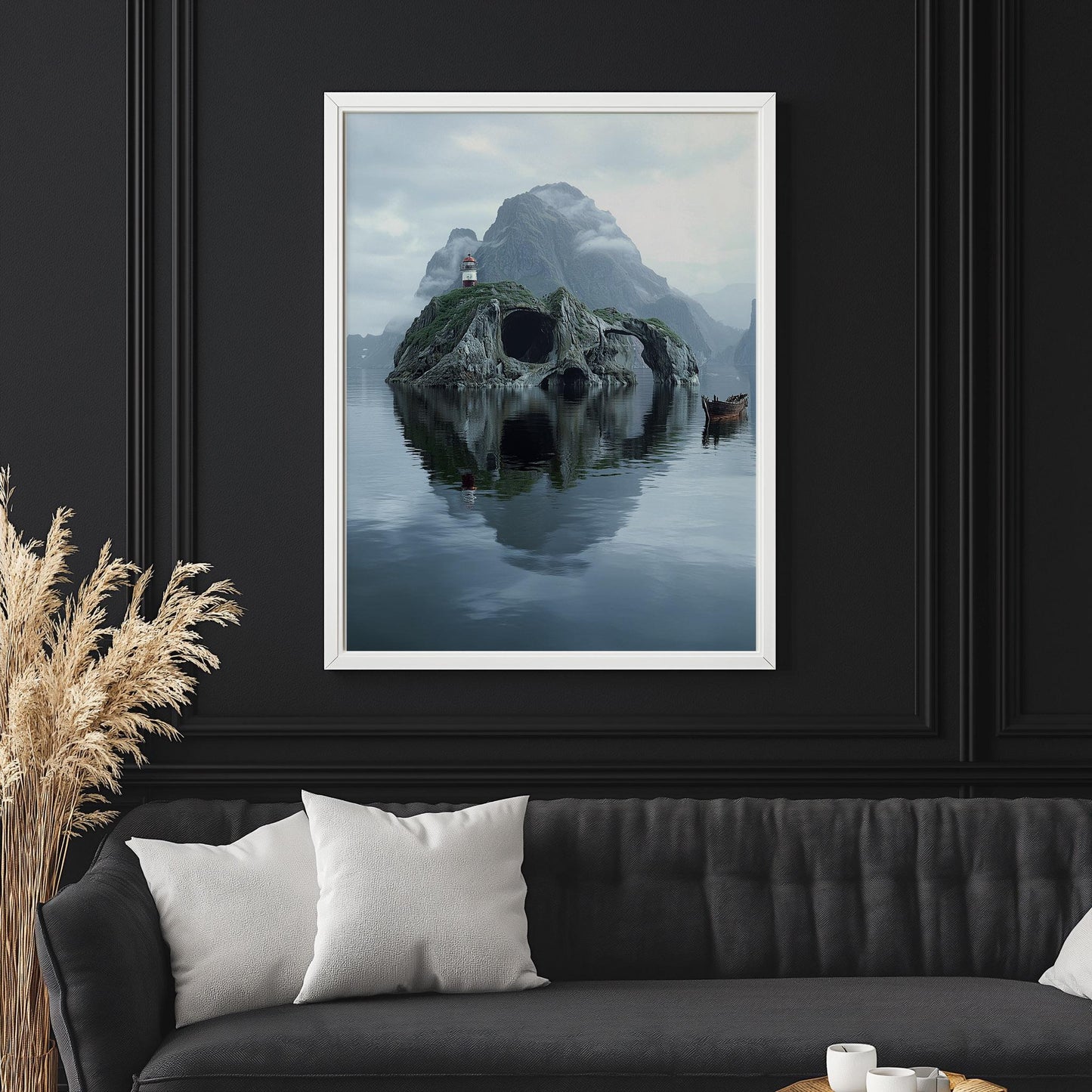 Island Skull Print - Tropical Gothic Wall Art - Surreal Skull Decor - Canvas & Framed Poster - Unique Skull Gift - Beach Skull Art