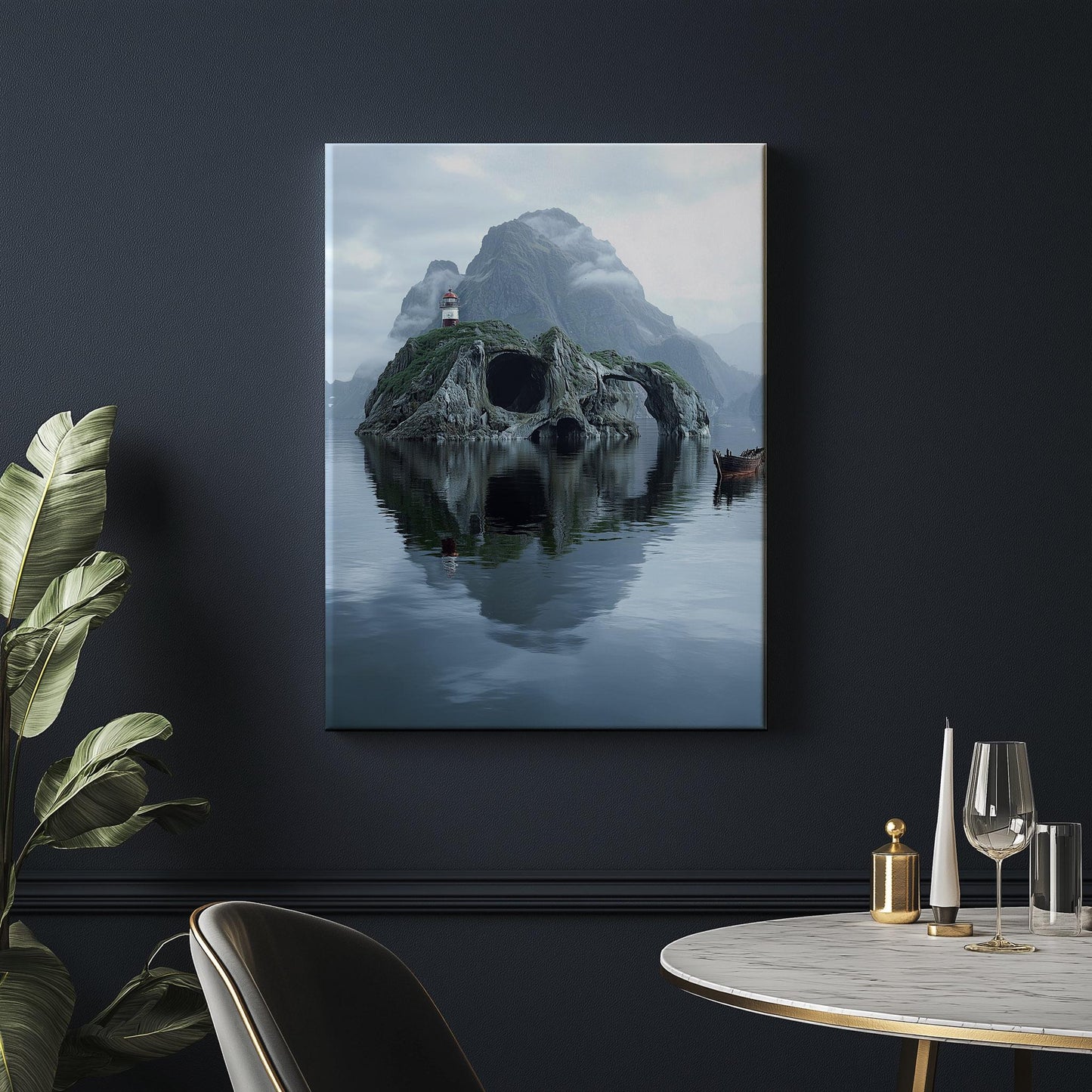 Island Skull Print - Tropical Gothic Wall Art - Surreal Skull Decor - Canvas & Framed Poster - Unique Skull Gift - Beach Skull Art