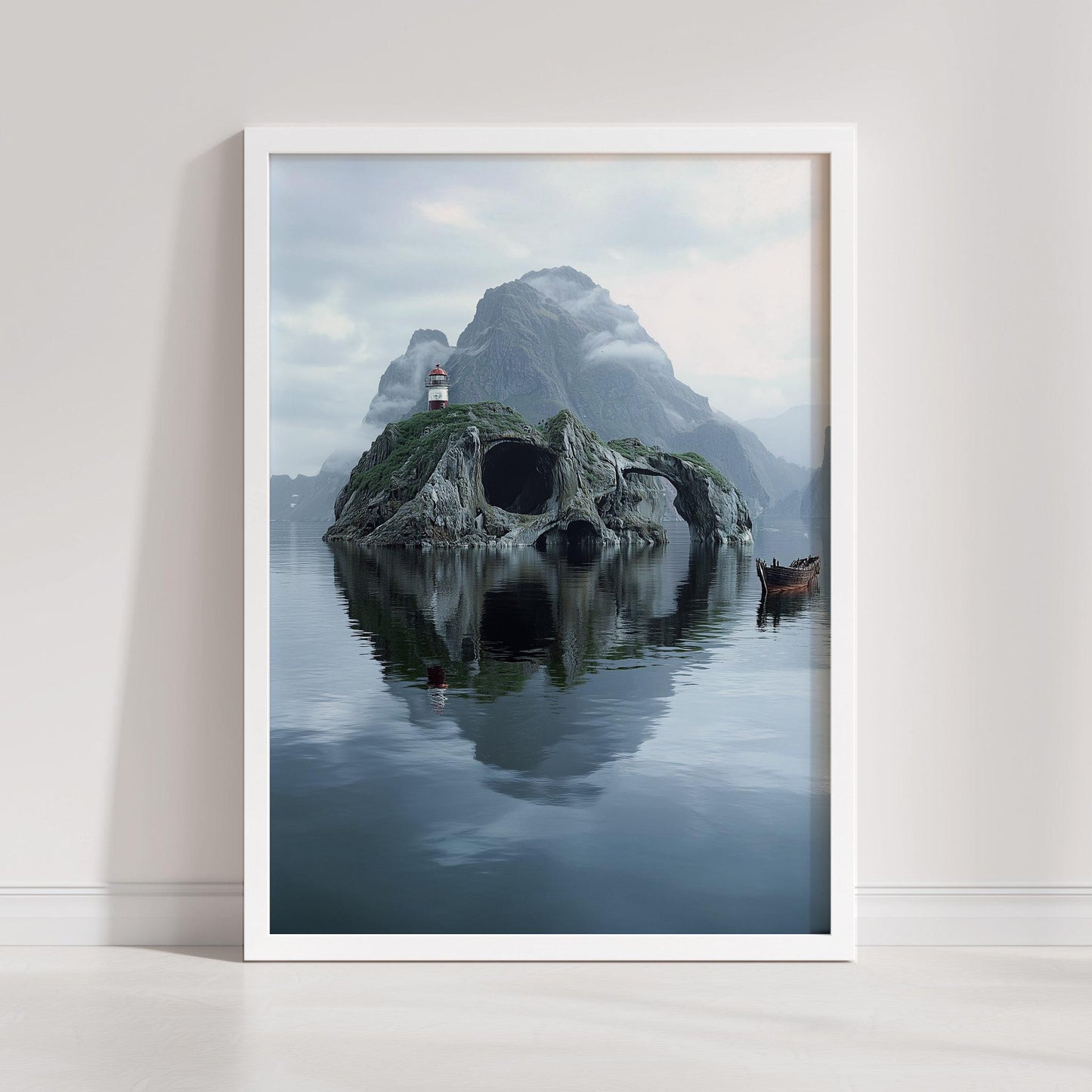 Island Skull Print - Tropical Gothic Wall Art - Surreal Skull Decor - Canvas & Framed Poster - Unique Skull Gift - Beach Skull Art