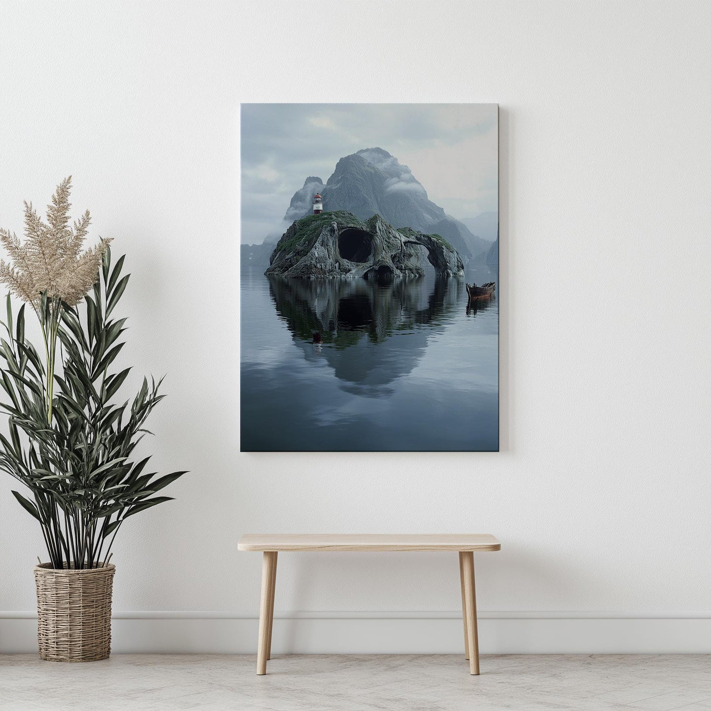 Island Skull Print - Tropical Gothic Wall Art - Surreal Skull Decor - Canvas & Framed Poster - Unique Skull Gift - Beach Skull Art