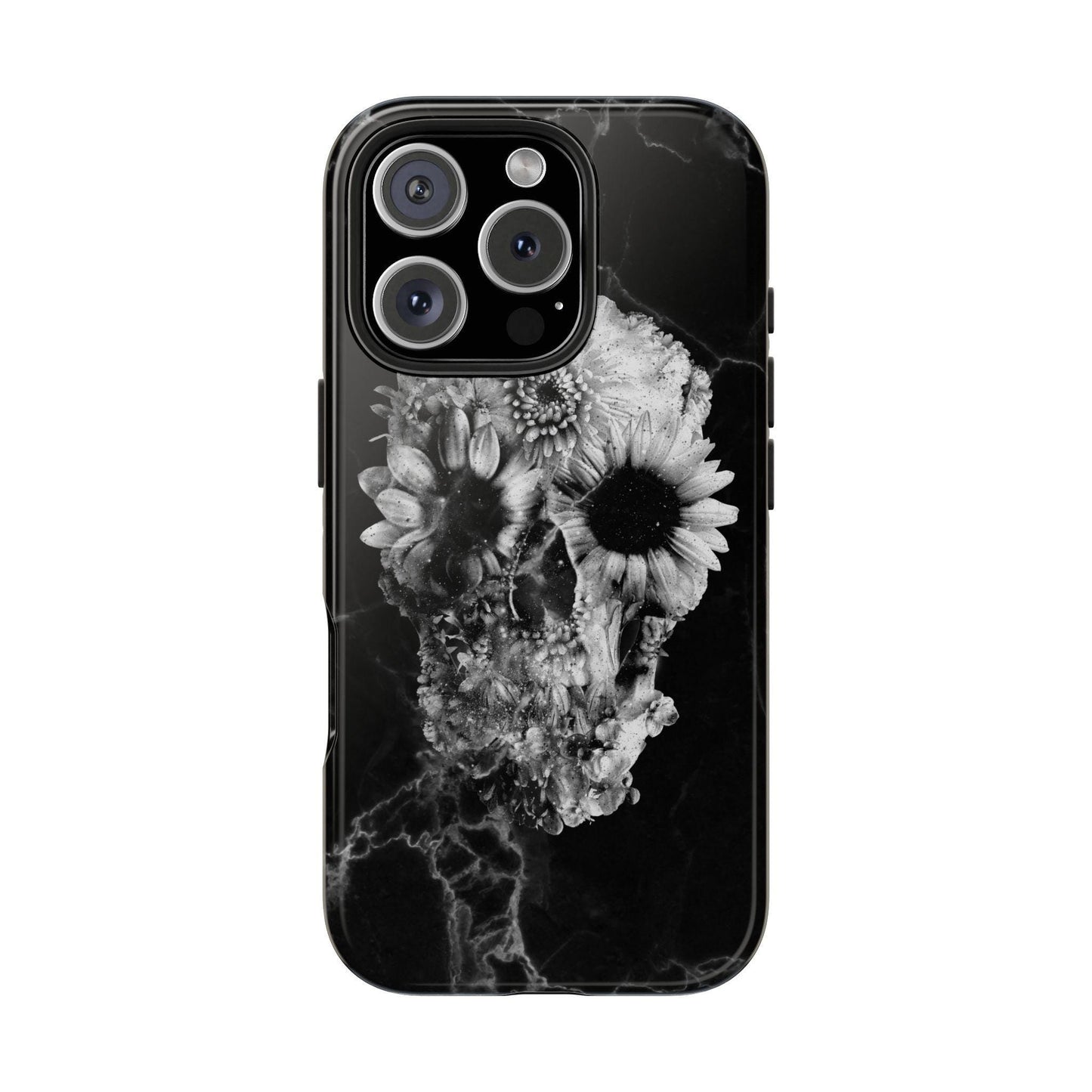 Floral Skull Tough Phone Cases for Bold Souls, Protective Accessories, Edgy Gifts, Unique Phone Covers, Halloween Decor