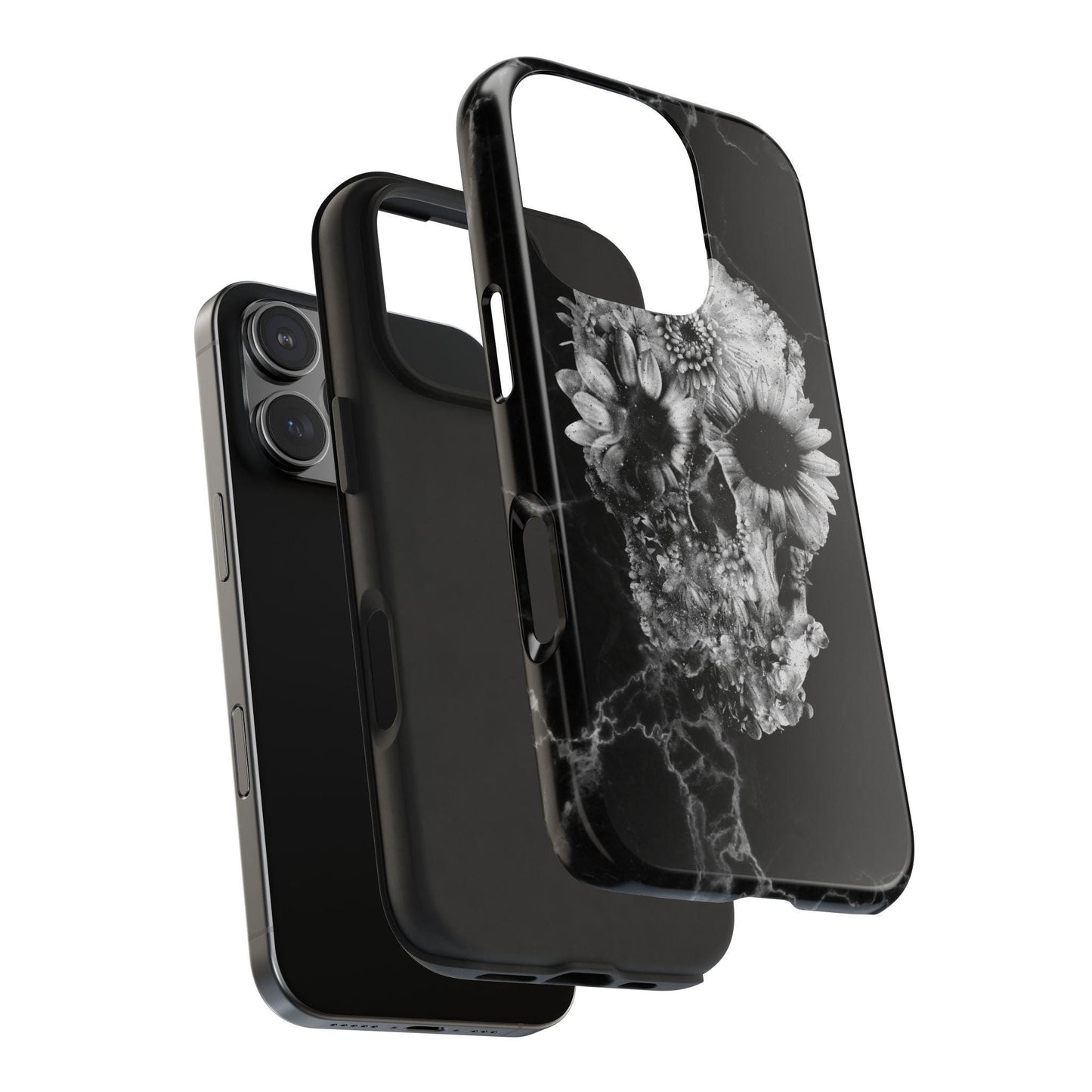 Floral Skull Tough Phone Cases for Bold Souls, Protective Accessories, Edgy Gifts, Unique Phone Covers, Halloween Decor