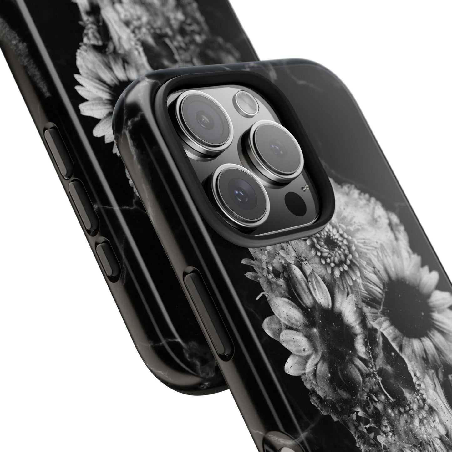 Floral Skull Tough Phone Cases for Bold Souls, Protective Accessories, Edgy Gifts, Unique Phone Covers, Halloween Decor