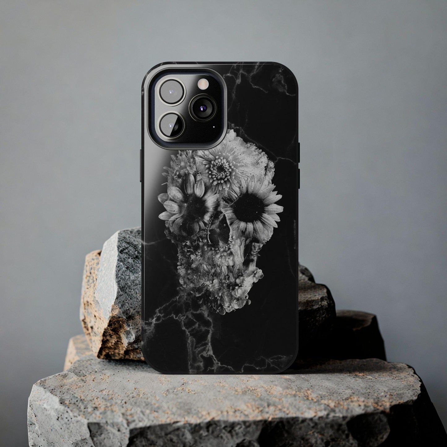 Floral Skull Tough Phone Cases for Bold Souls, Protective Accessories, Edgy Gifts, Unique Phone Covers, Halloween Decor
