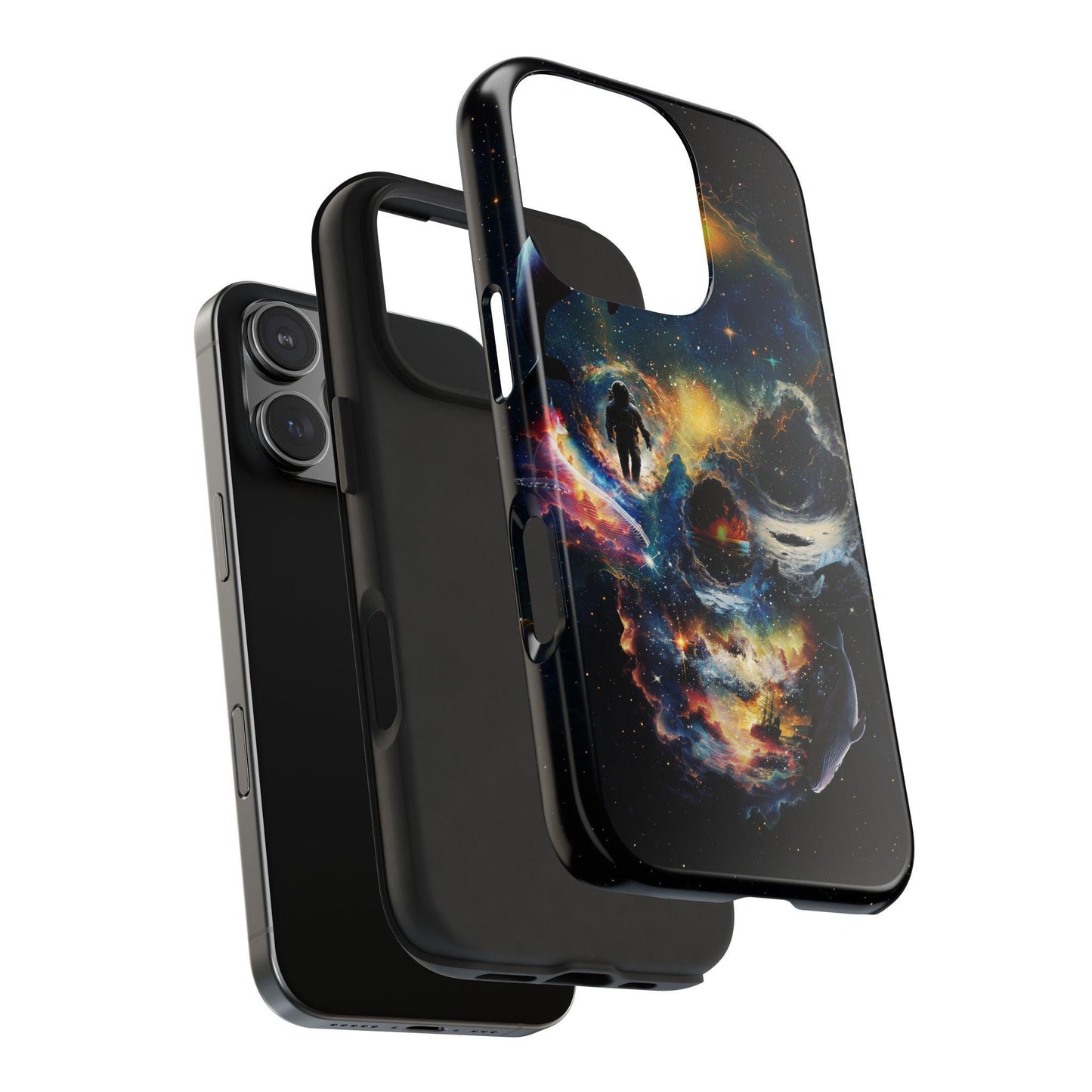 Skull Art Tough Phone Cases, Cosmic Stars Design, Protective Phone Cover, Space Lover Gift
