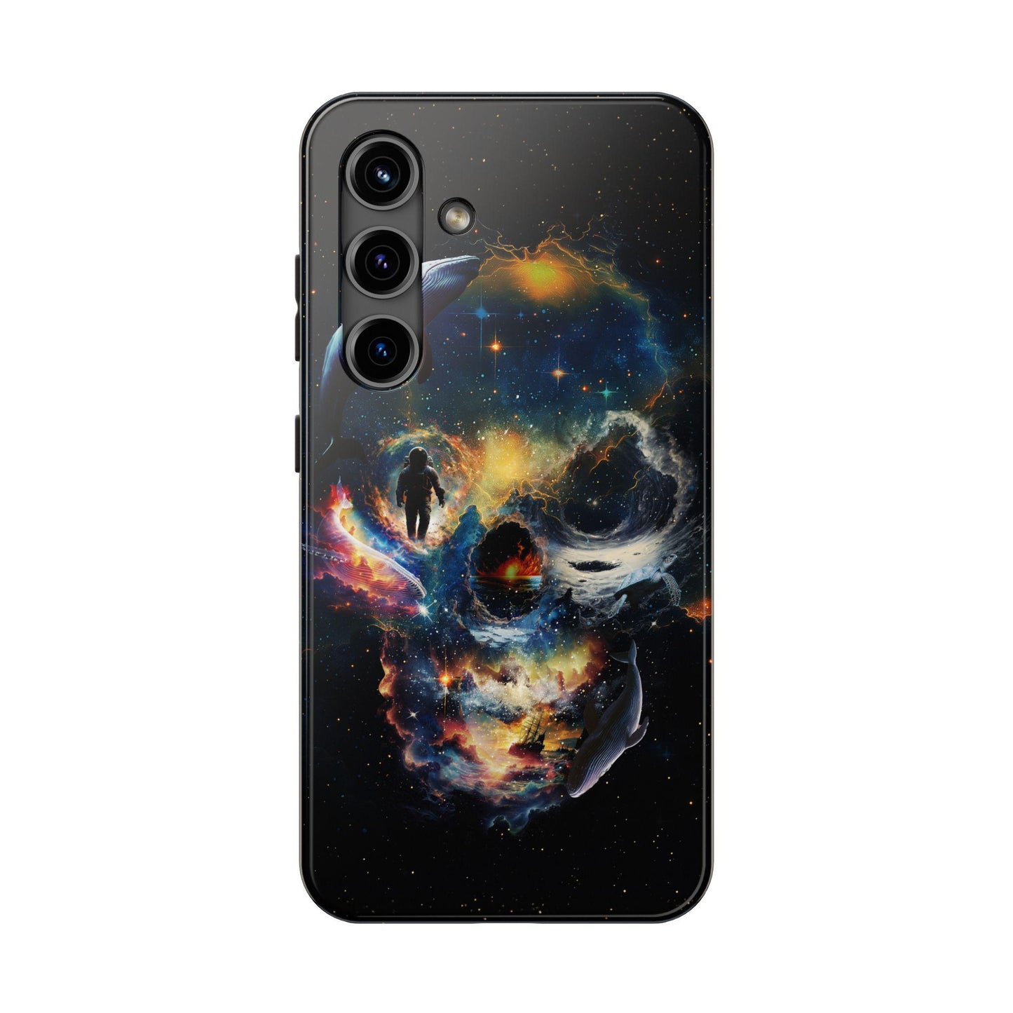 Skull Art Tough Phone Cases, Cosmic Stars Design, Protective Phone Cover, Space Lover Gift