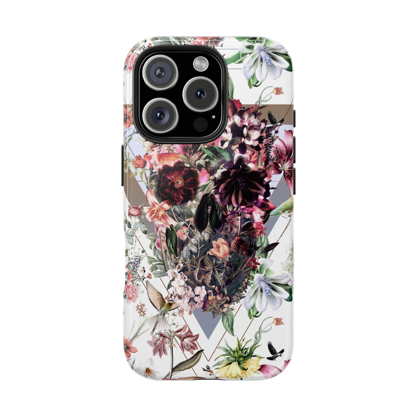 Tough Phone Cases, Skull Floral Print, Gothic Phone Accessories, Unique Phone Covers, Tough Floral Cases, Halloween Phone Cases