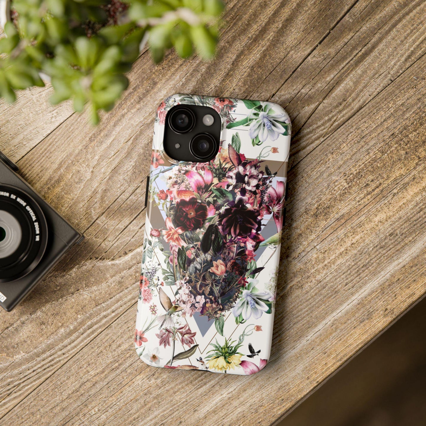Tough Phone Cases, Skull Floral Print, Gothic Phone Accessories, Unique Phone Covers, Tough Floral Cases, Halloween Phone Cases
