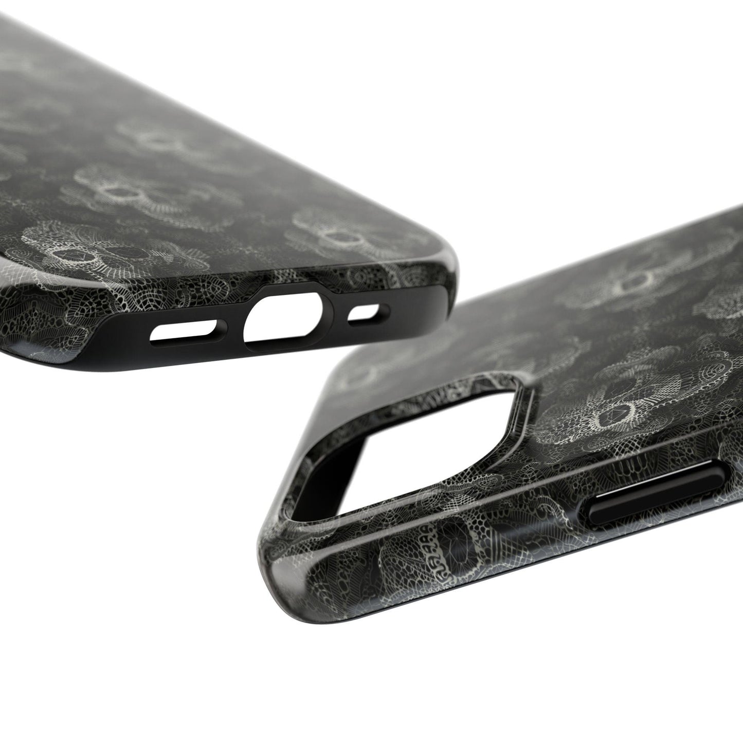 Skull Lace Tough Phone Cases, Skull Design Phone Case, Gothic Phone Cover, Edgy Phone Protector, Tough Skull Pattern Phone Accessories,