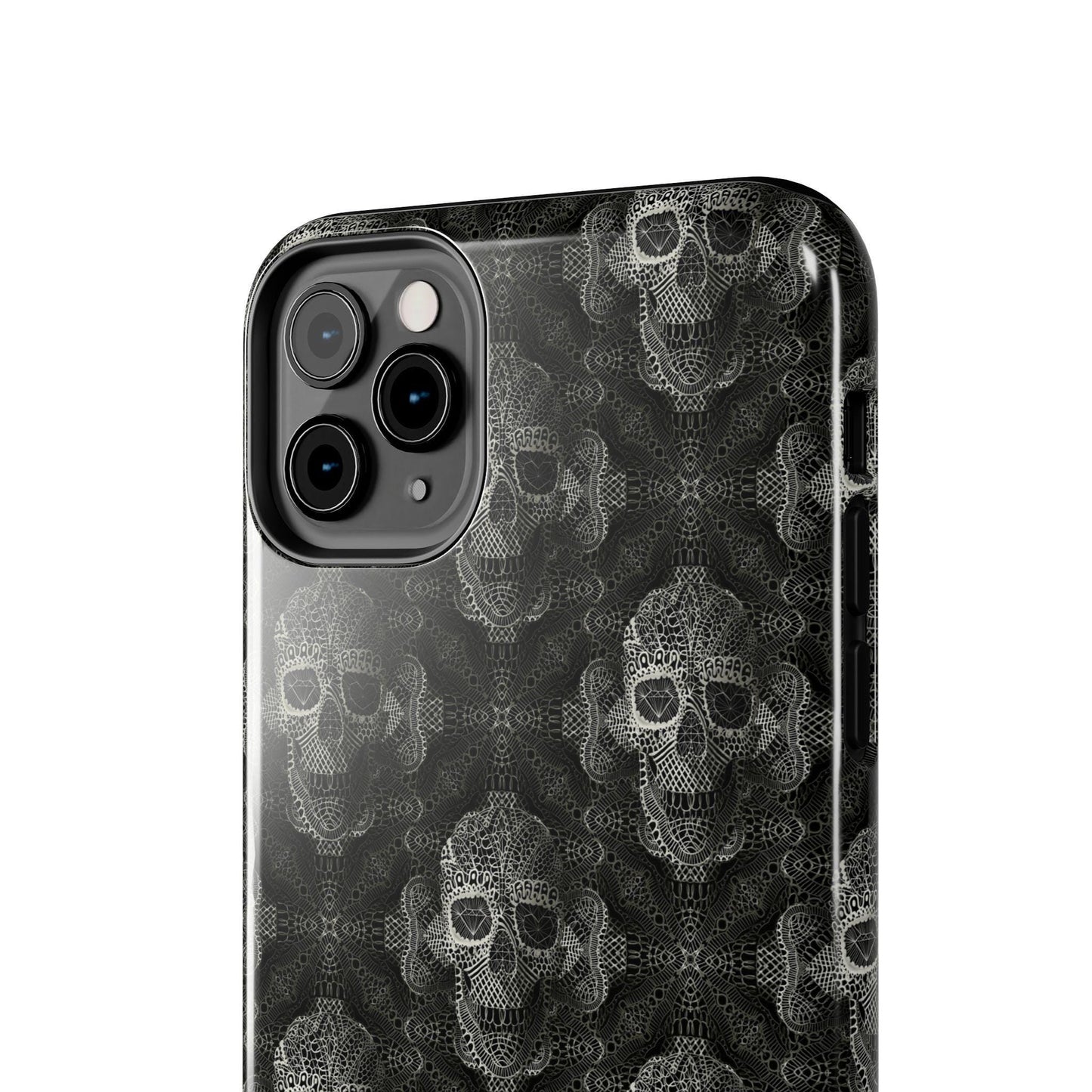 Skull Lace Tough Phone Cases, Skull Design Phone Case, Gothic Phone Cover, Edgy Phone Protector, Tough Skull Pattern Phone Accessories,