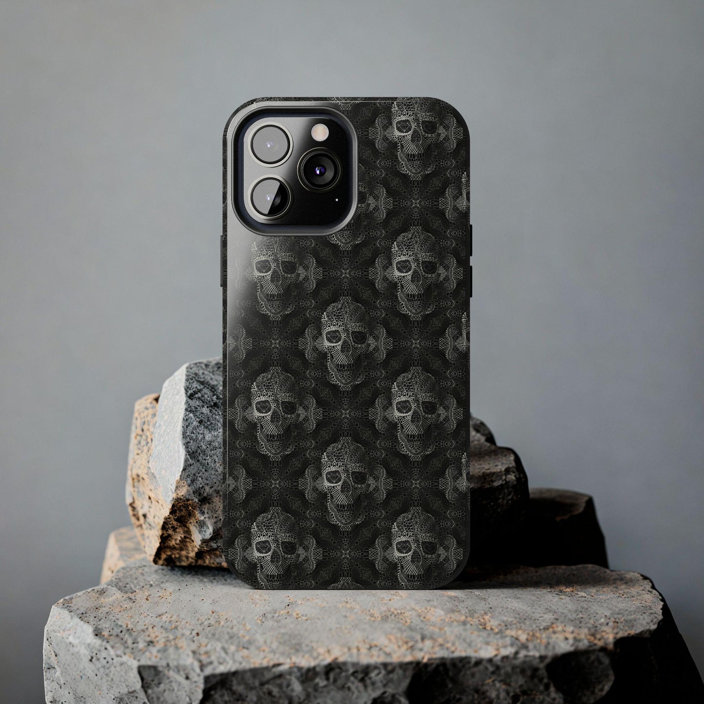 Skull Lace Tough Phone Cases, Skull Design Phone Case, Gothic Phone Cover, Edgy Phone Protector, Tough Skull Pattern Phone Accessories,
