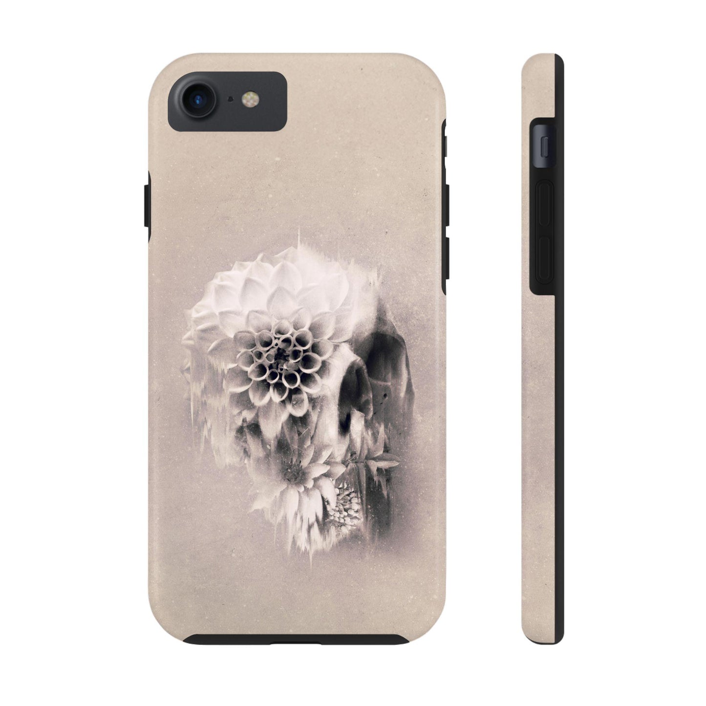 Floral Skull Art Tough Phone Cases, Boho Summer Flowers, Bohemian Mood, Protective Smartphone Cover
