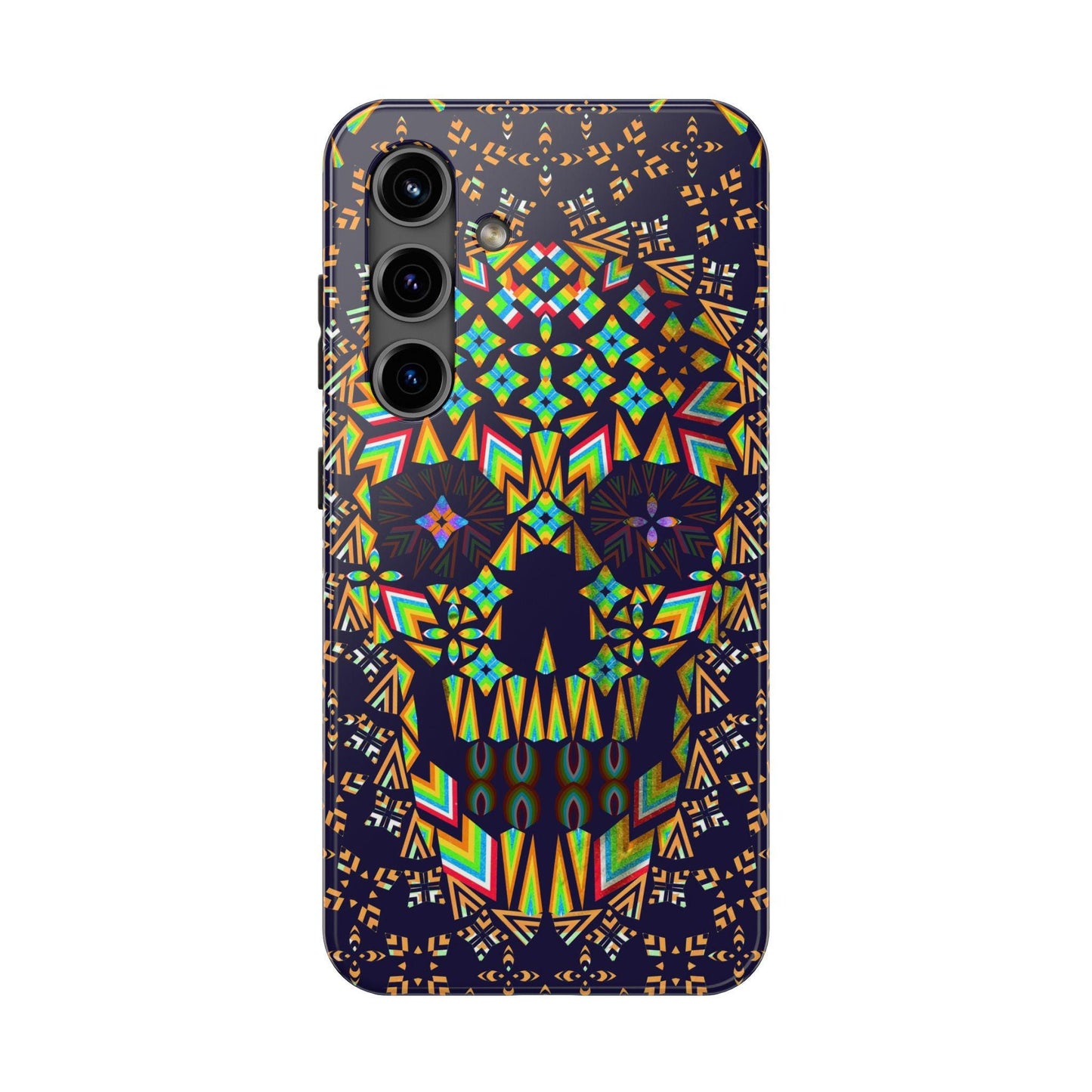Geometric Skull Tough Phone Cases, Colorful Abstract Skull Art, iPhone Case, Protective Cover, Unique Phone Accessories, Trendy Mobile