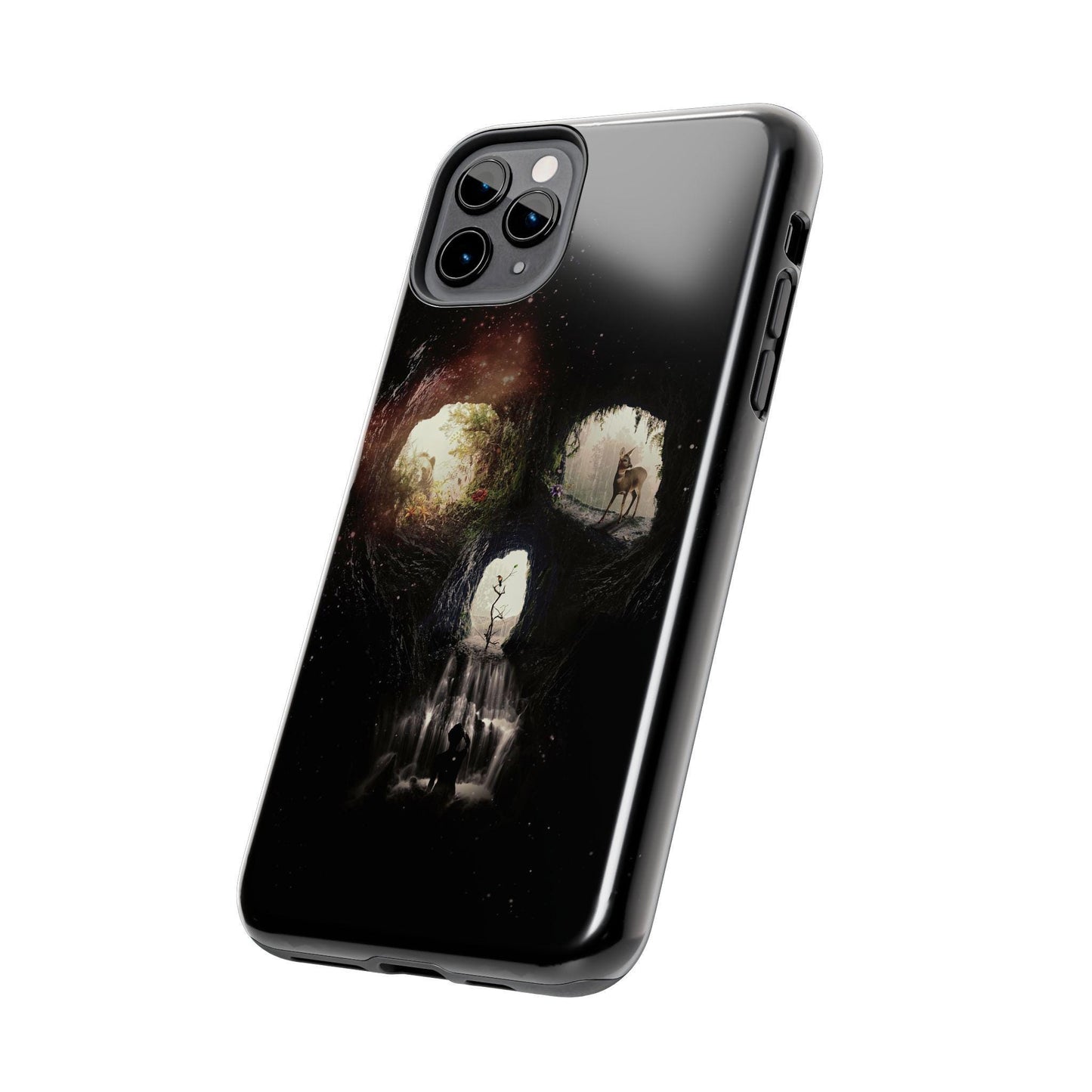 Surreal Skull Art Tough Phone Cases, Cave Skull Design, Protective Phone Cover, Skull Lover Gift