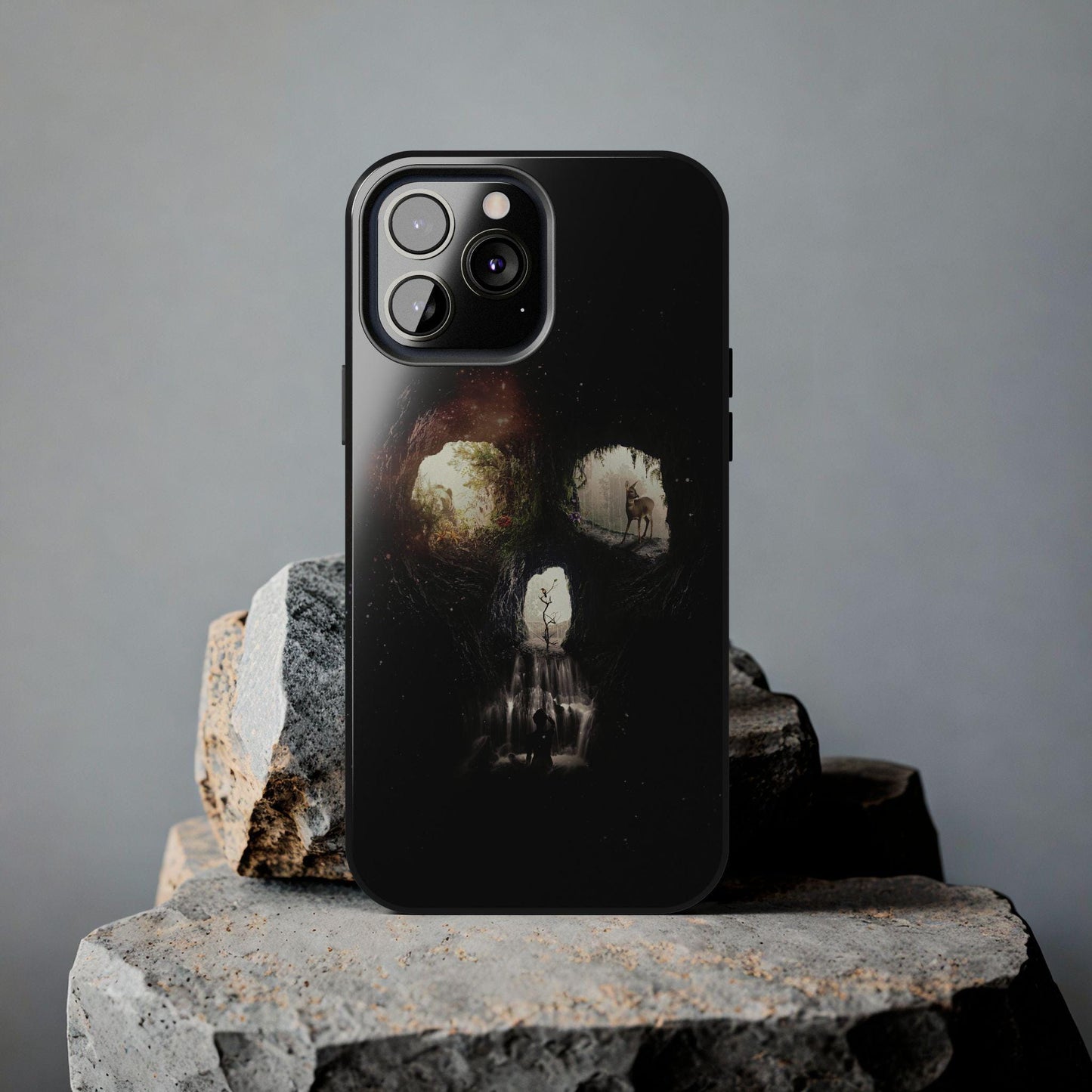 Surreal Skull Art Tough Phone Cases, Cave Skull Design, Protective Phone Cover, Skull Lover Gift
