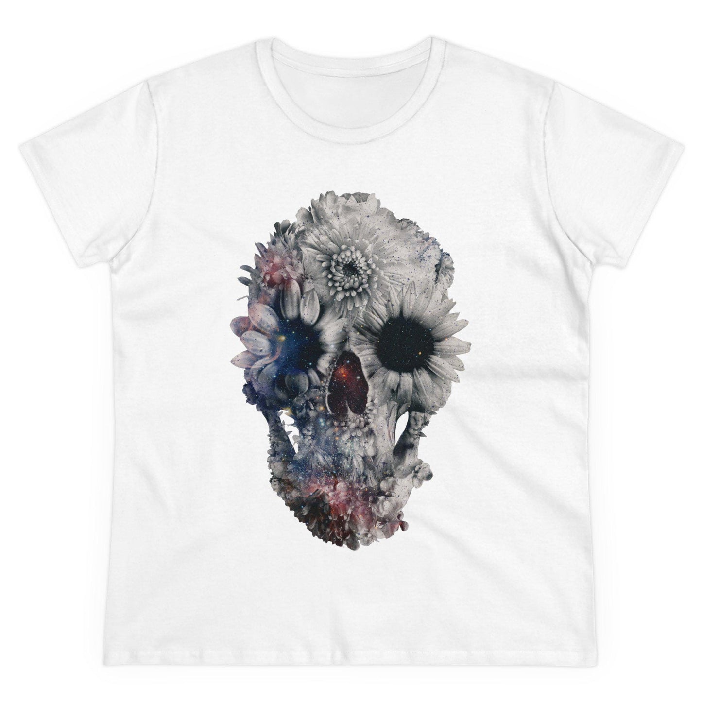 Boho Skull Graphic Tee, Edgy Womens T-Shirt, Unique Skull Gift, Boho Chic Attire, Halloween Fashion
