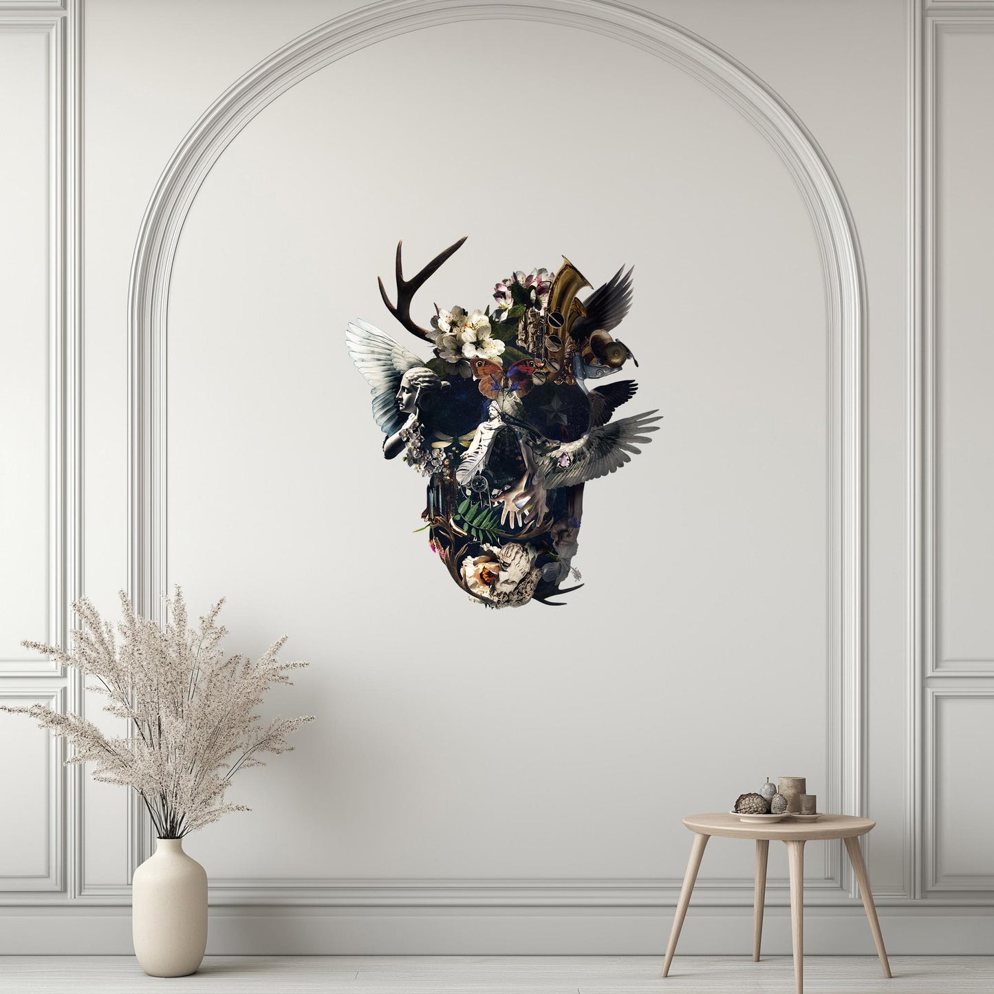 Large Gothic Wall Decal, Skull Wall Sticker, Sugar Skull Wall Art Gift, Gothic Home Decor