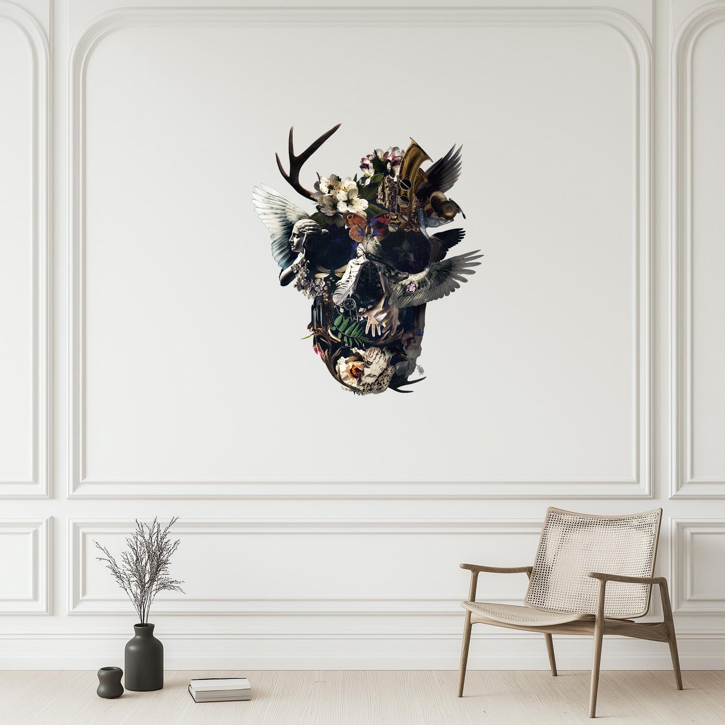 Large Gothic Wall Decal, Skull Wall Sticker, Sugar Skull Wall Art Gift, Gothic Home Decor