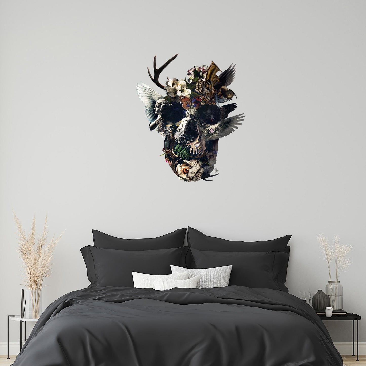 Large Gothic Wall Decal, Skull Wall Sticker, Sugar Skull Wall Art Gift, Gothic Home Decor