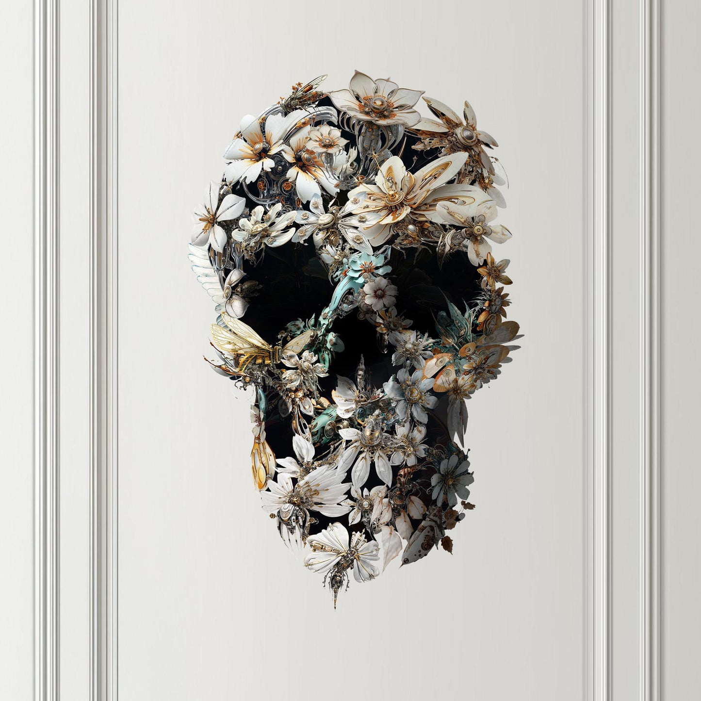 Large Skull Wall Decal, Floral Skull Wall Sticker, Large Gothic Wall Art Gift