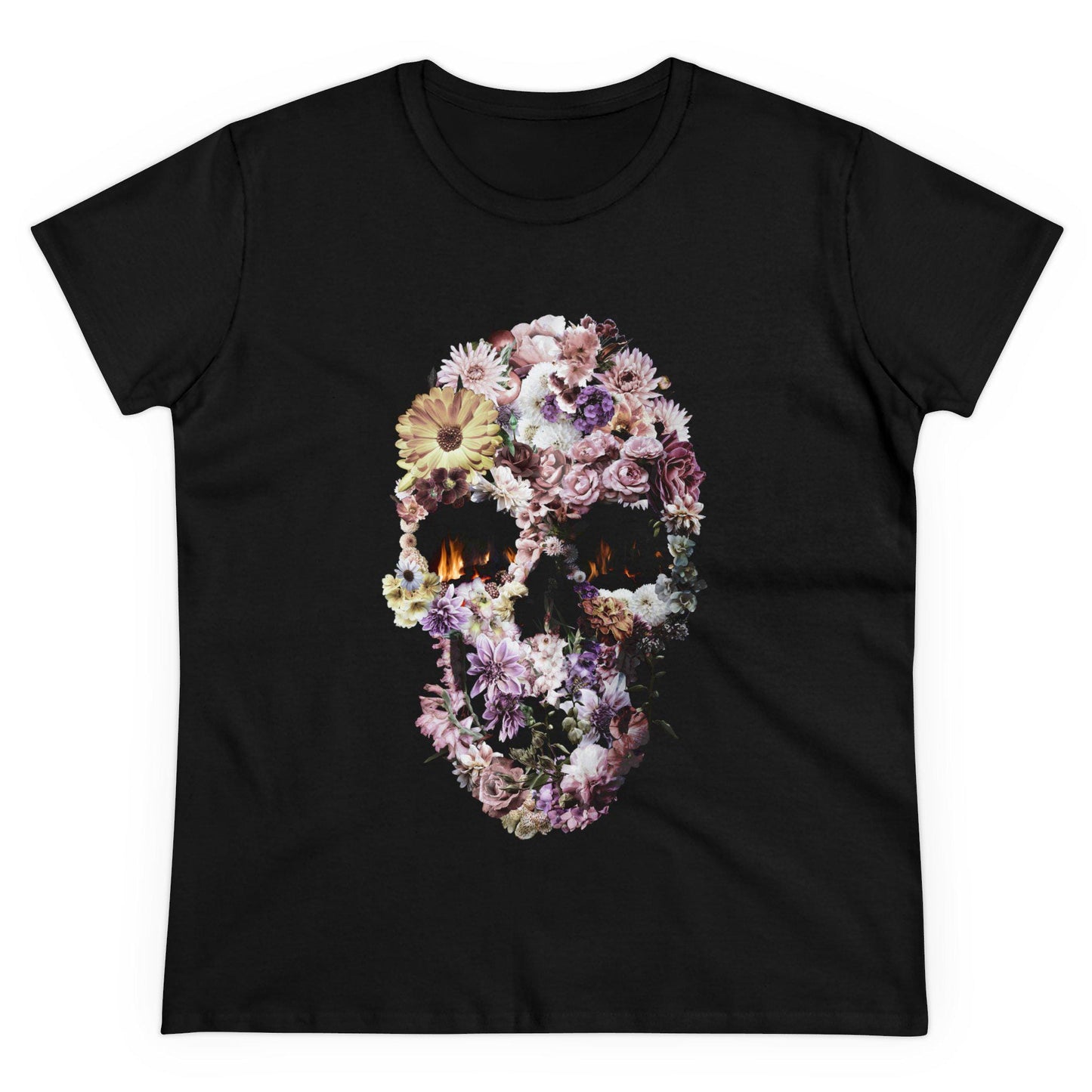 Alternative Skull T-Shirt - Women’s Floral Gothic Tee - Vintage Floral Skull Print - Dark Aesthetic Fashion