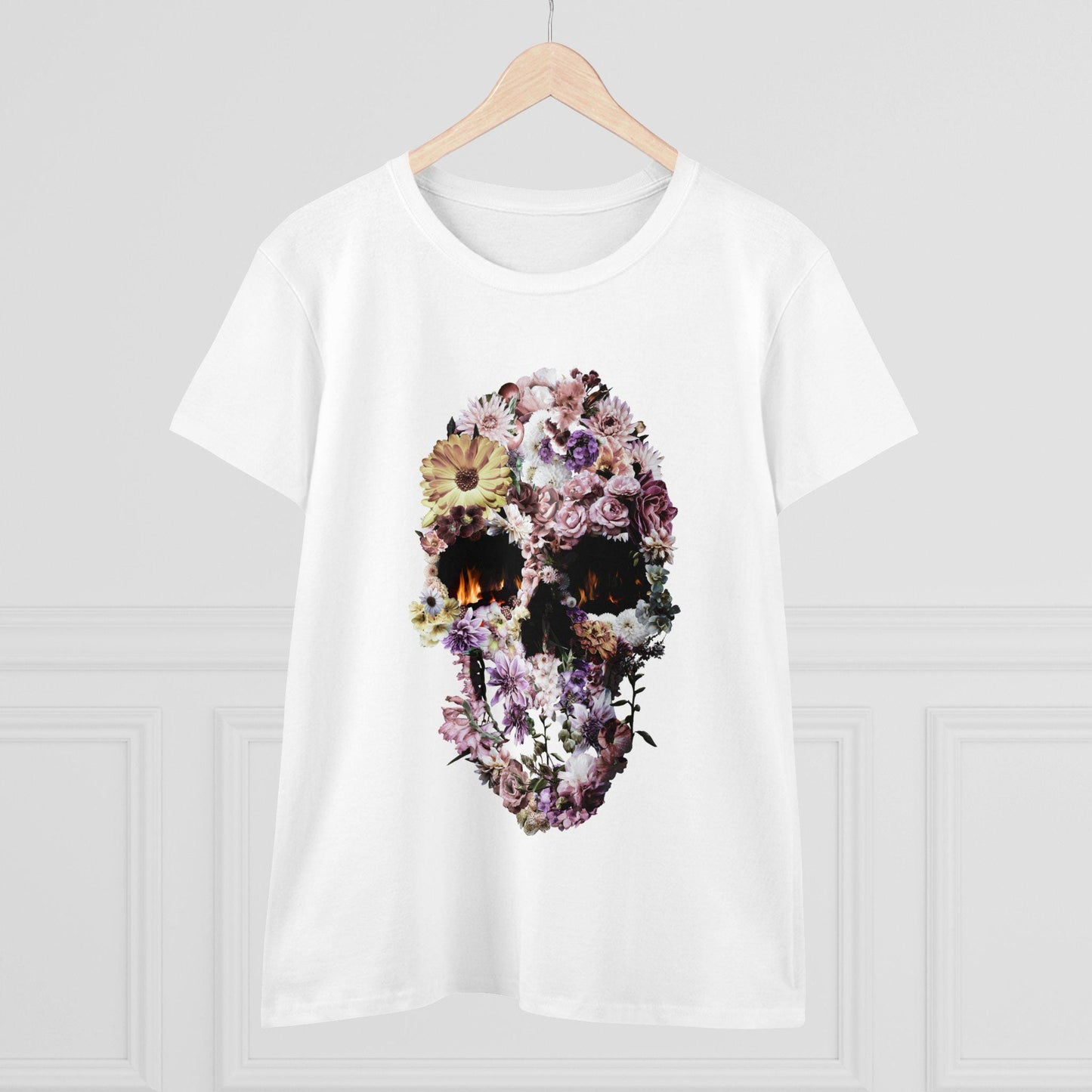 Alternative Skull T-Shirt - Women’s Floral Gothic Tee - Vintage Floral Skull Print - Dark Aesthetic Fashion
