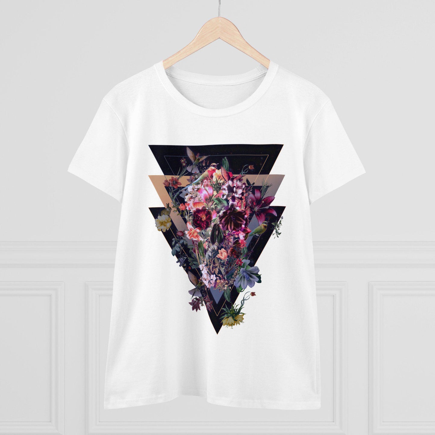 Flower Skull Womens Tee, Cool Graphic T-Shirt, Unique Gift For Her, Boho Chic Style Clothing, Halloween Fashion