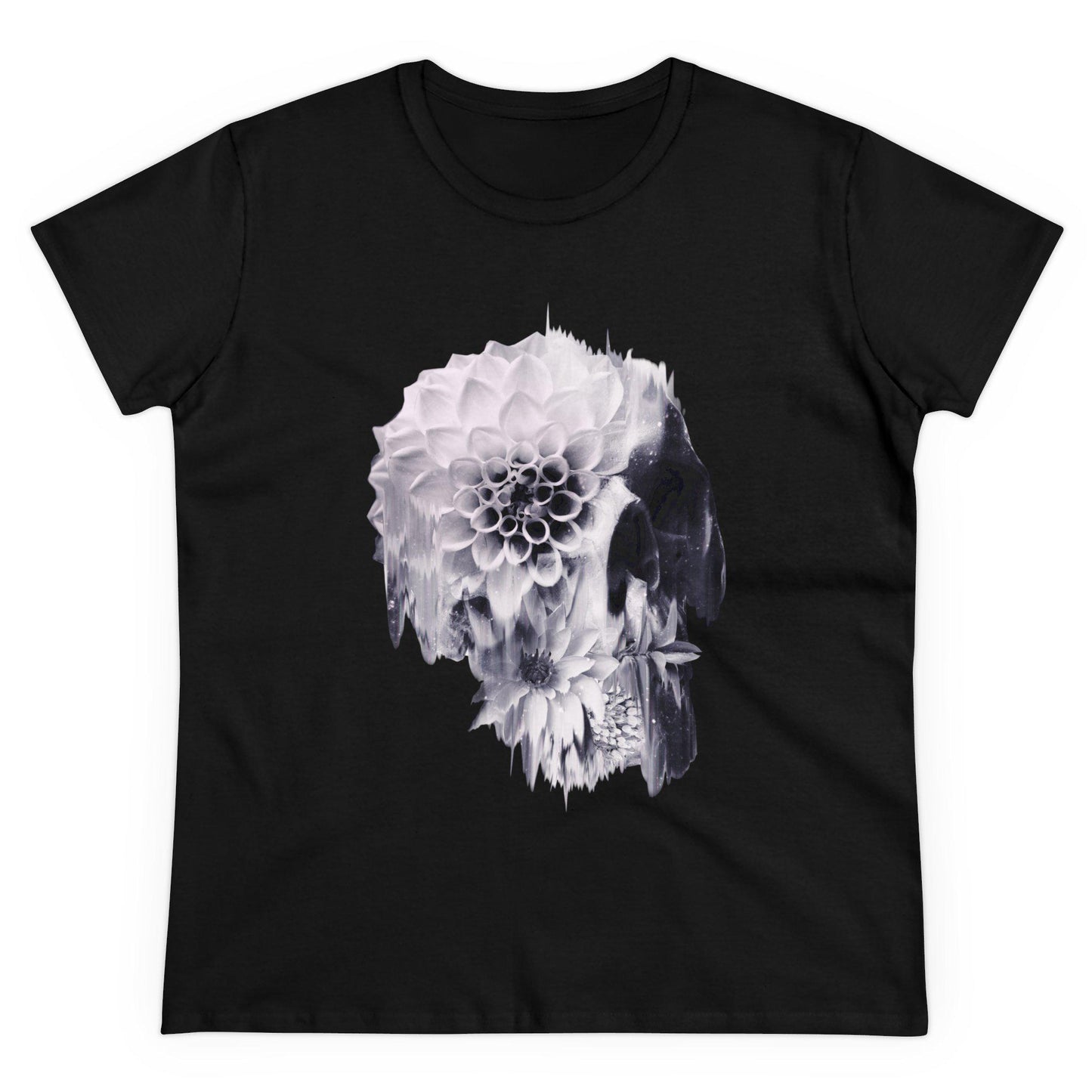Boho Skull Graphic Tee, Edgy Womens T-Shirt, Unique Skull Gift, Black And White Skull Gift For Her