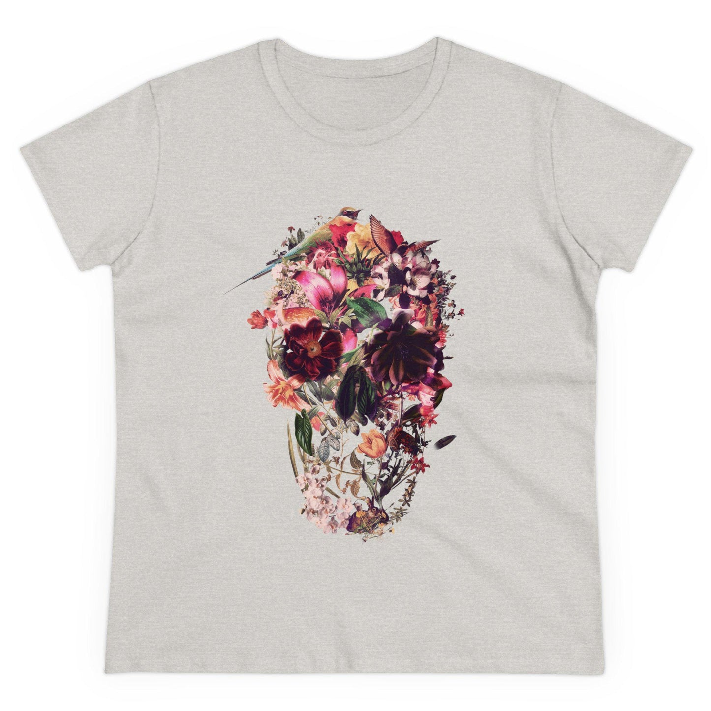Floral Skull T-Shirt - Gothic Aesthetic Tee - Women’s Dark Floral Shirt - Alternative Skull Print - Vintage Skull Gift