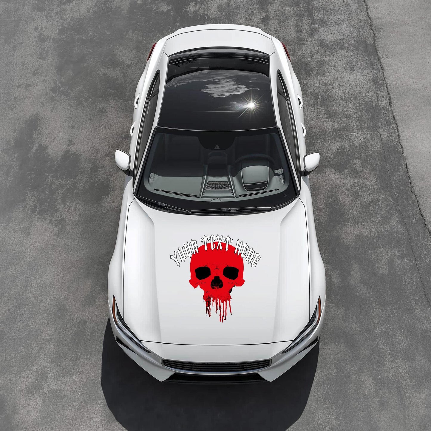 Custom Skull Hood Decal, Personalized Skull Car Hood Sticker, Gothic Skull Hood Art Gift, Skull Decal