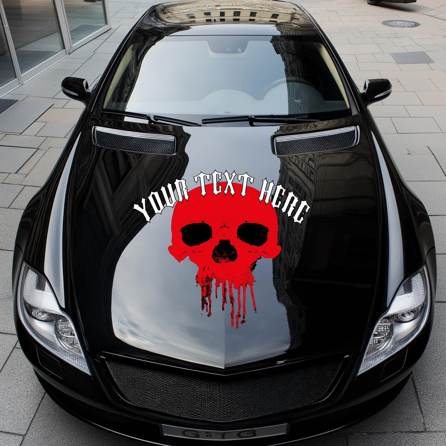 Custom Skull Hood Decal, Personalized Skull Car Hood Sticker, Gothic Skull Hood Art Gift, Skull Decal