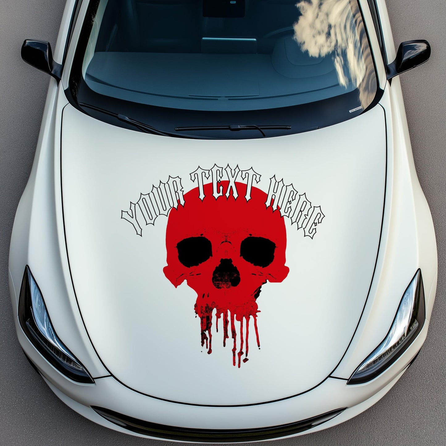 Custom Skull Hood Decal, Personalized Skull Car Hood Sticker, Gothic Skull Hood Art Gift, Skull Decal