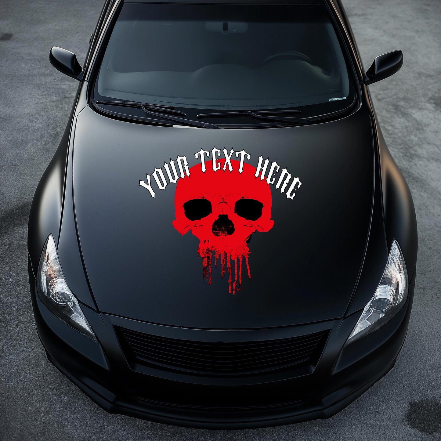 Custom Skull Hood Decal, Personalized Skull Car Hood Sticker, Gothic Skull Hood Art Gift, Skull Decal