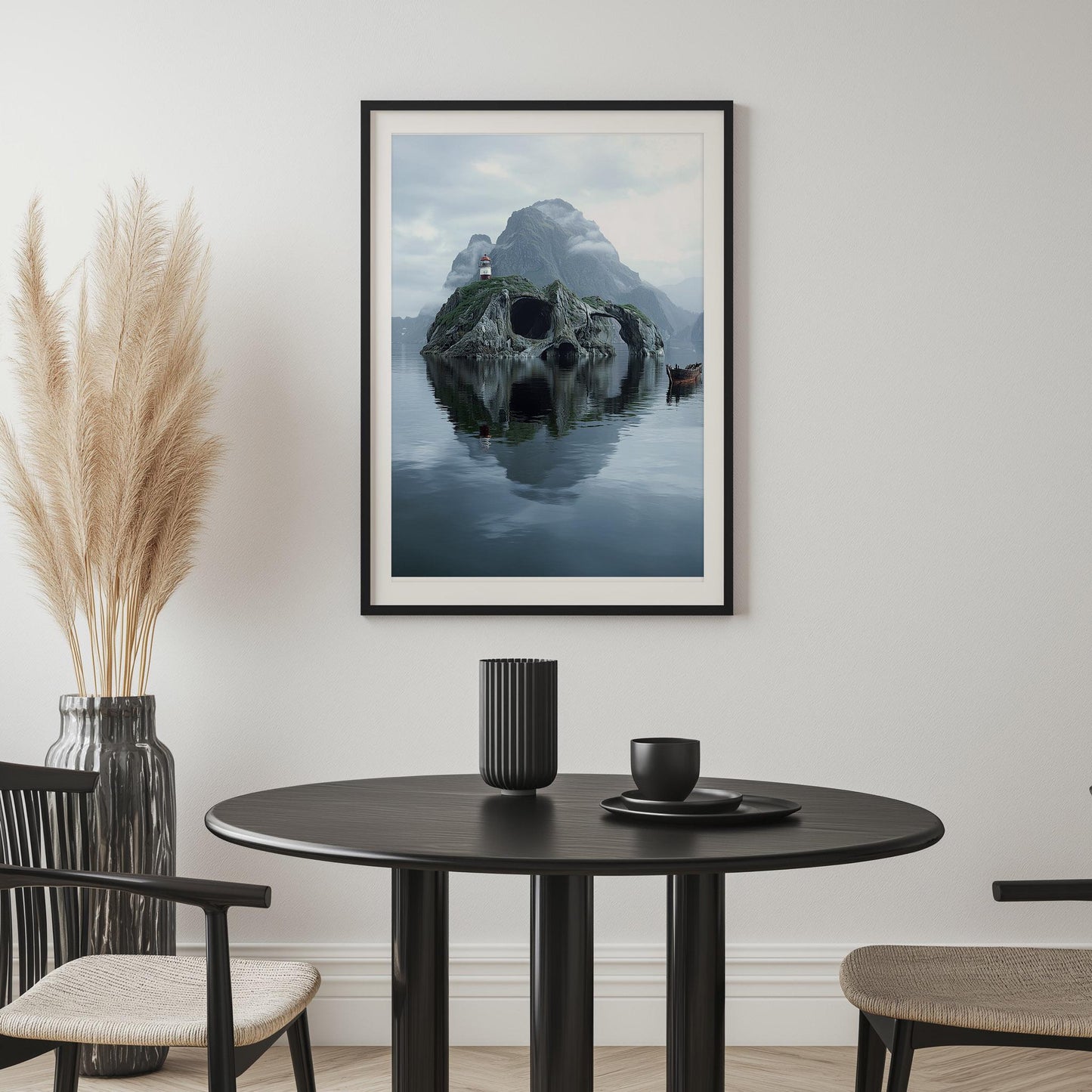 Island Skull Print - Tropical Gothic Wall Art - Surreal Skull Decor - Canvas & Framed Poster - Unique Skull Gift - Beach Skull Art
