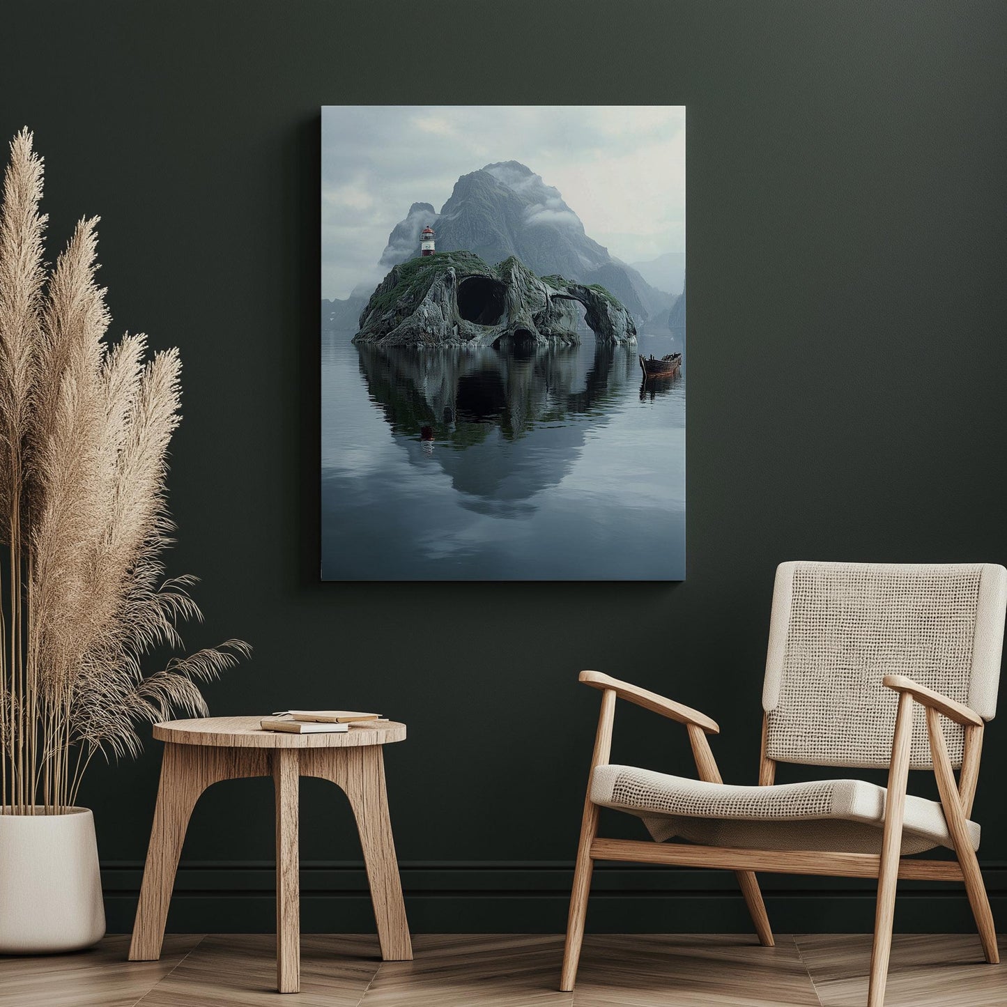 Island Skull Print - Tropical Gothic Wall Art - Surreal Skull Decor - Canvas & Framed Poster - Unique Skull Gift - Beach Skull Art