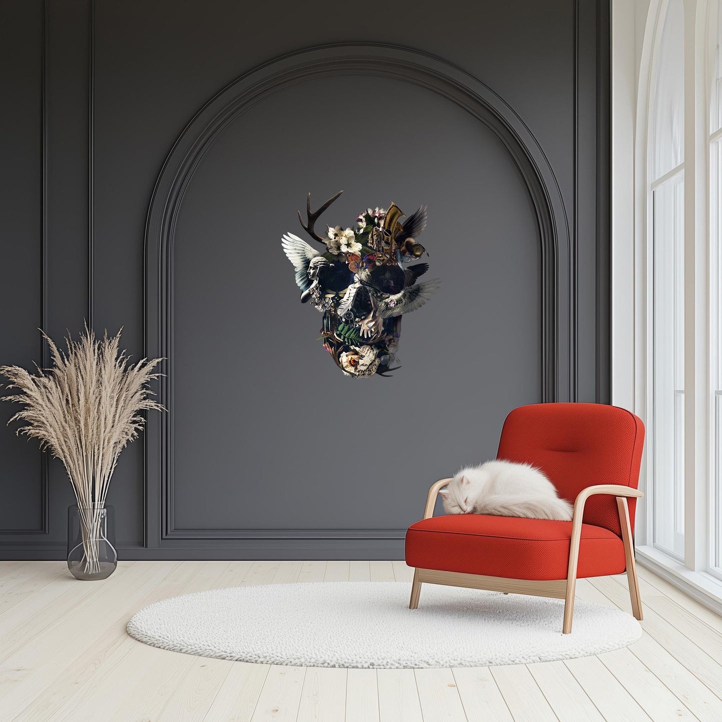 Large Gothic Wall Decal, Skull Wall Sticker, Sugar Skull Wall Art Gift, Gothic Home Decor