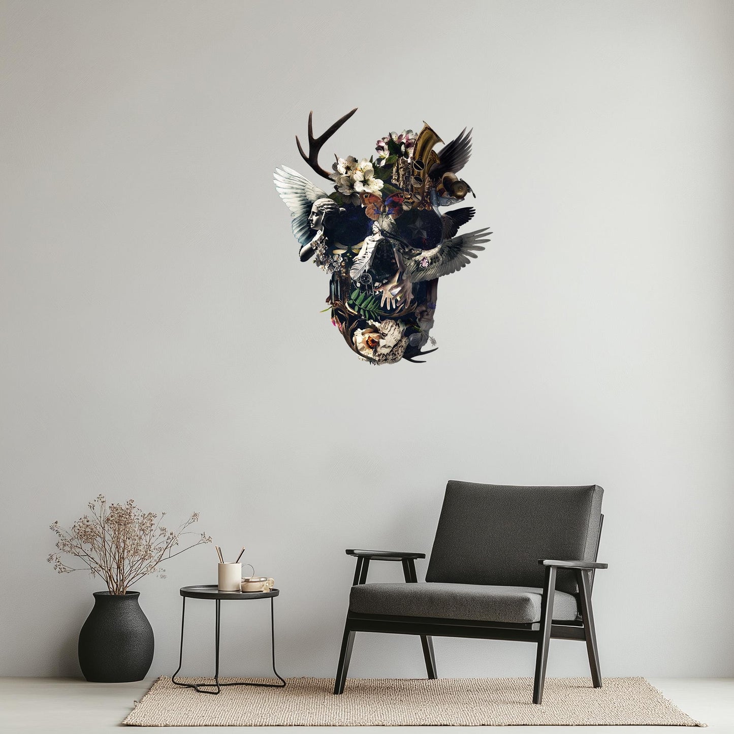 Large Gothic Wall Decal, Skull Wall Sticker, Sugar Skull Wall Art Gift, Gothic Home Decor
