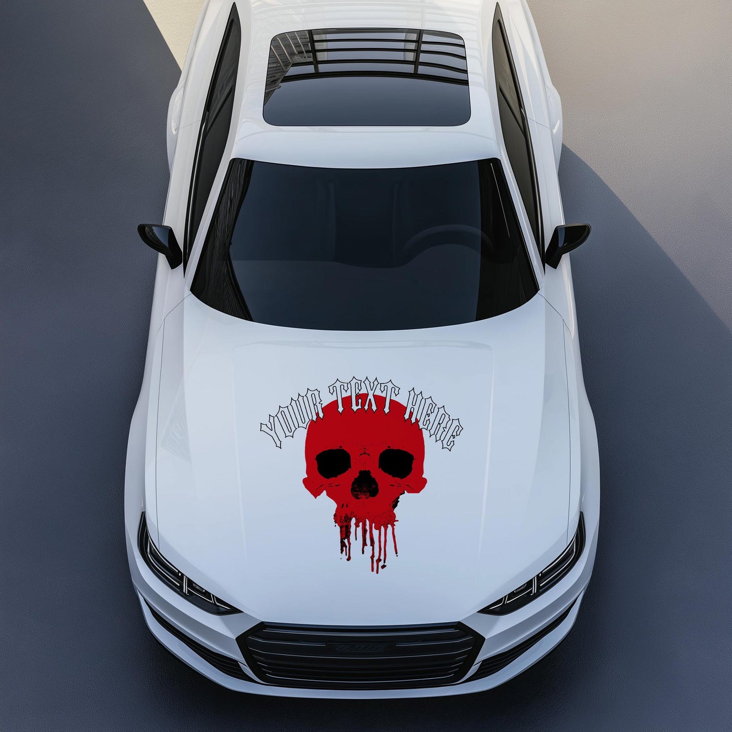 Custom Skull Hood Decal, Personalized Skull Car Hood Sticker, Gothic Skull Hood Art Gift, Skull Decal