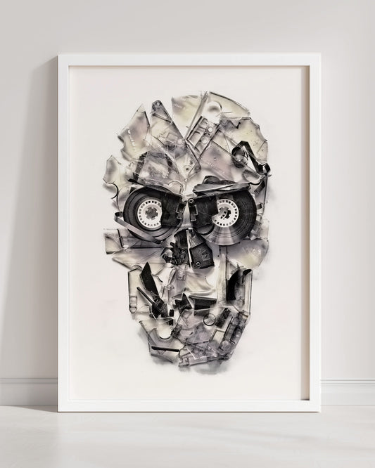 Home Taping Skull Wall Art – Cassette Tape Skull by Ali Gulec